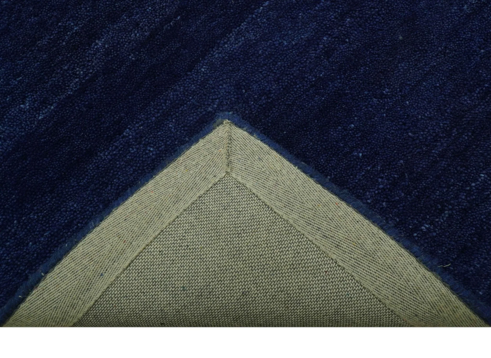 Custom Made Solid Modern Blue Hand Tufted thick Wool Area Rug - Image 4