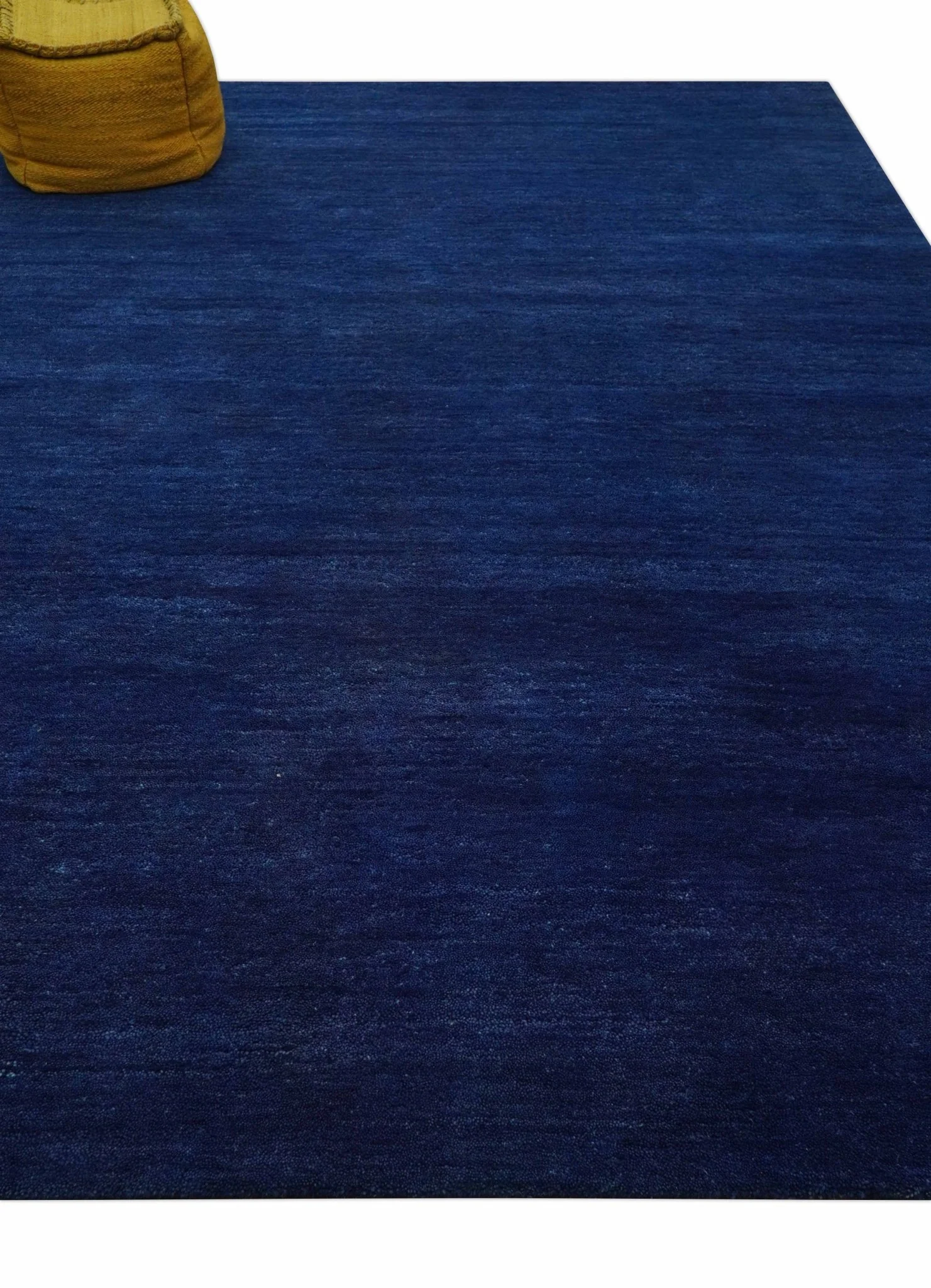 Custom Made Solid Modern Blue Hand Tufted thick Wool Area Rug - Image 9