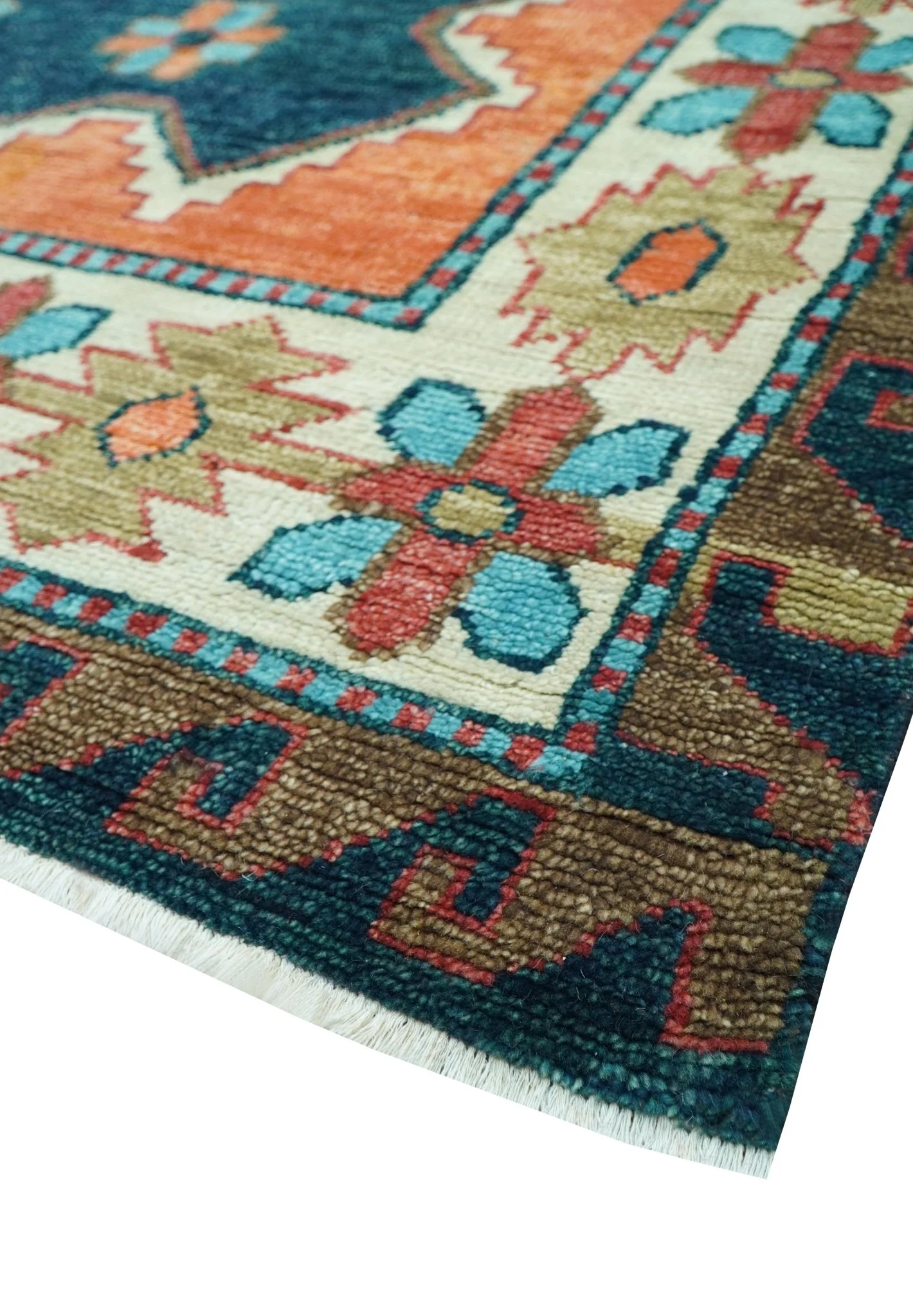 Custom Made Traditional Blue And Ivory Hand Knotted Wool Rug - Image 7