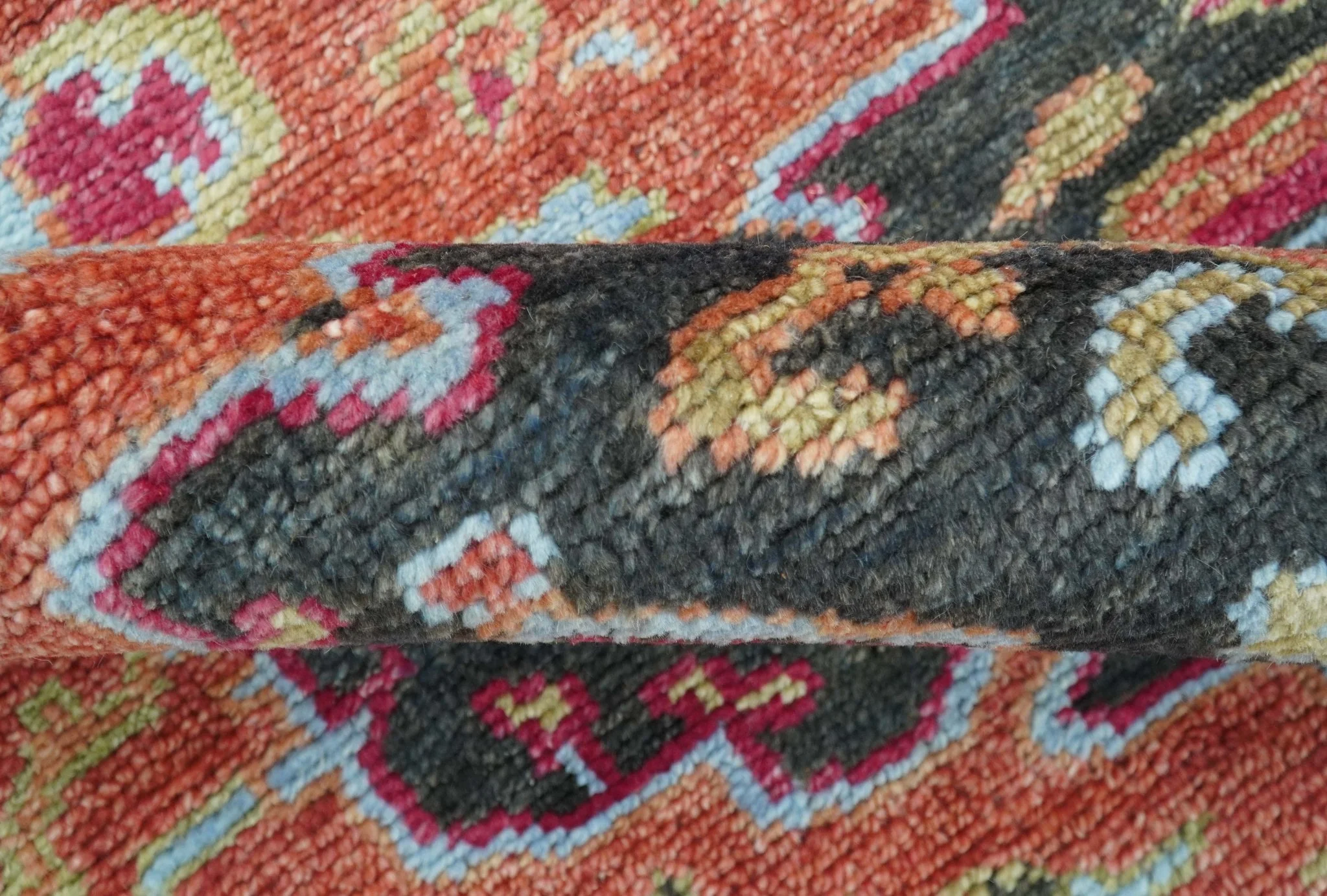 Custom Made Traditional Central Medallions Design Rust And Black Hand Knotted Wool Rug - Image 10