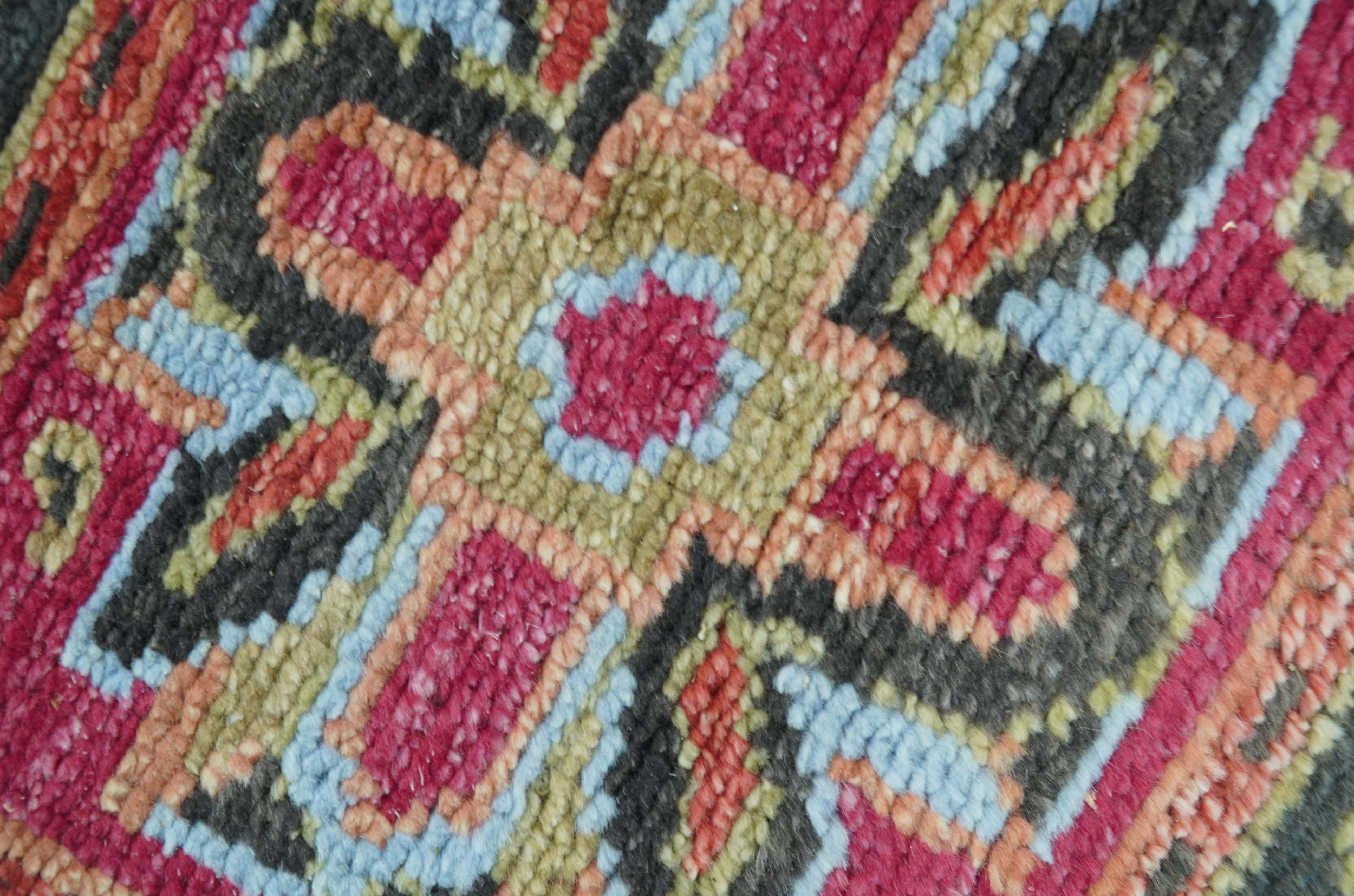 Custom Made Traditional Central Medallions Design Rust And Black Hand Knotted Wool Rug - Image 9