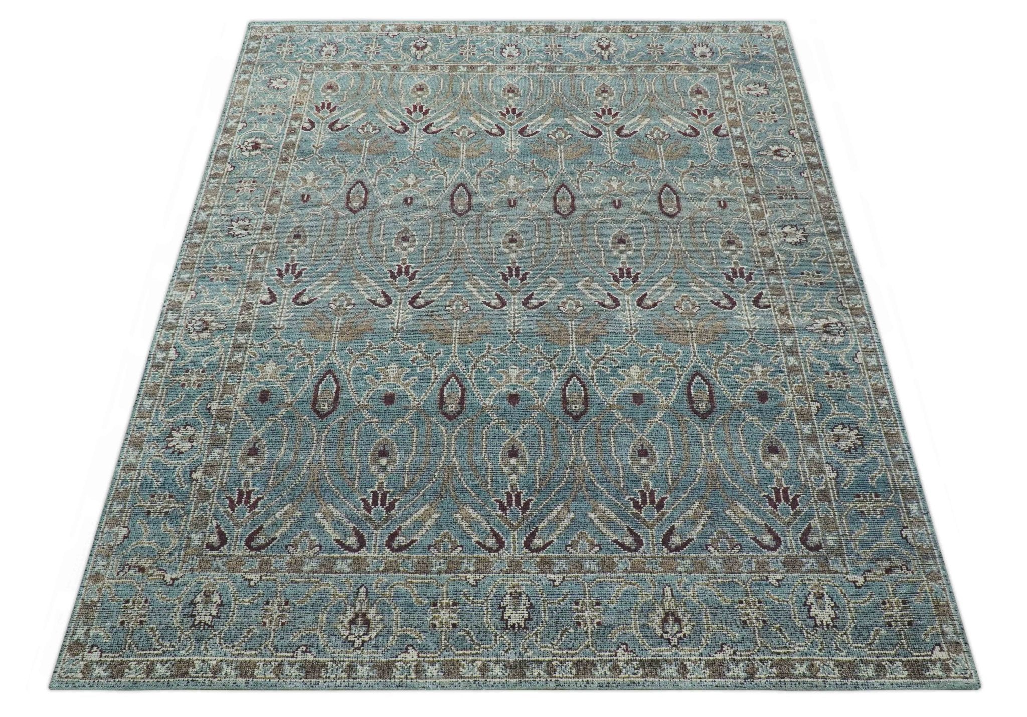 Crown Custom Made Traditional Design Blue Hand Knotted Wool Rug - Image 10