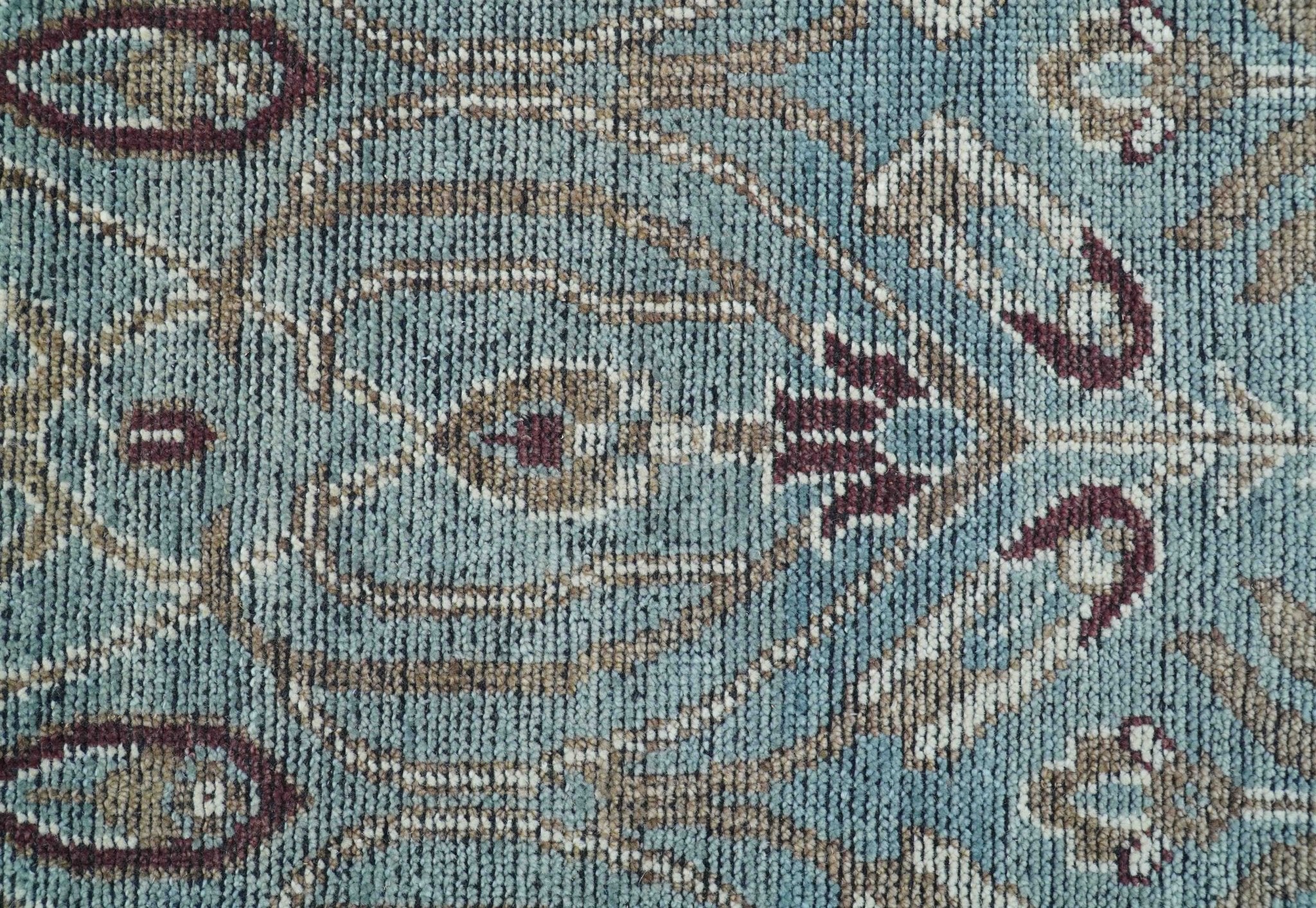 Crown Custom Made Traditional Design Blue Hand Knotted Wool Rug - Image 4