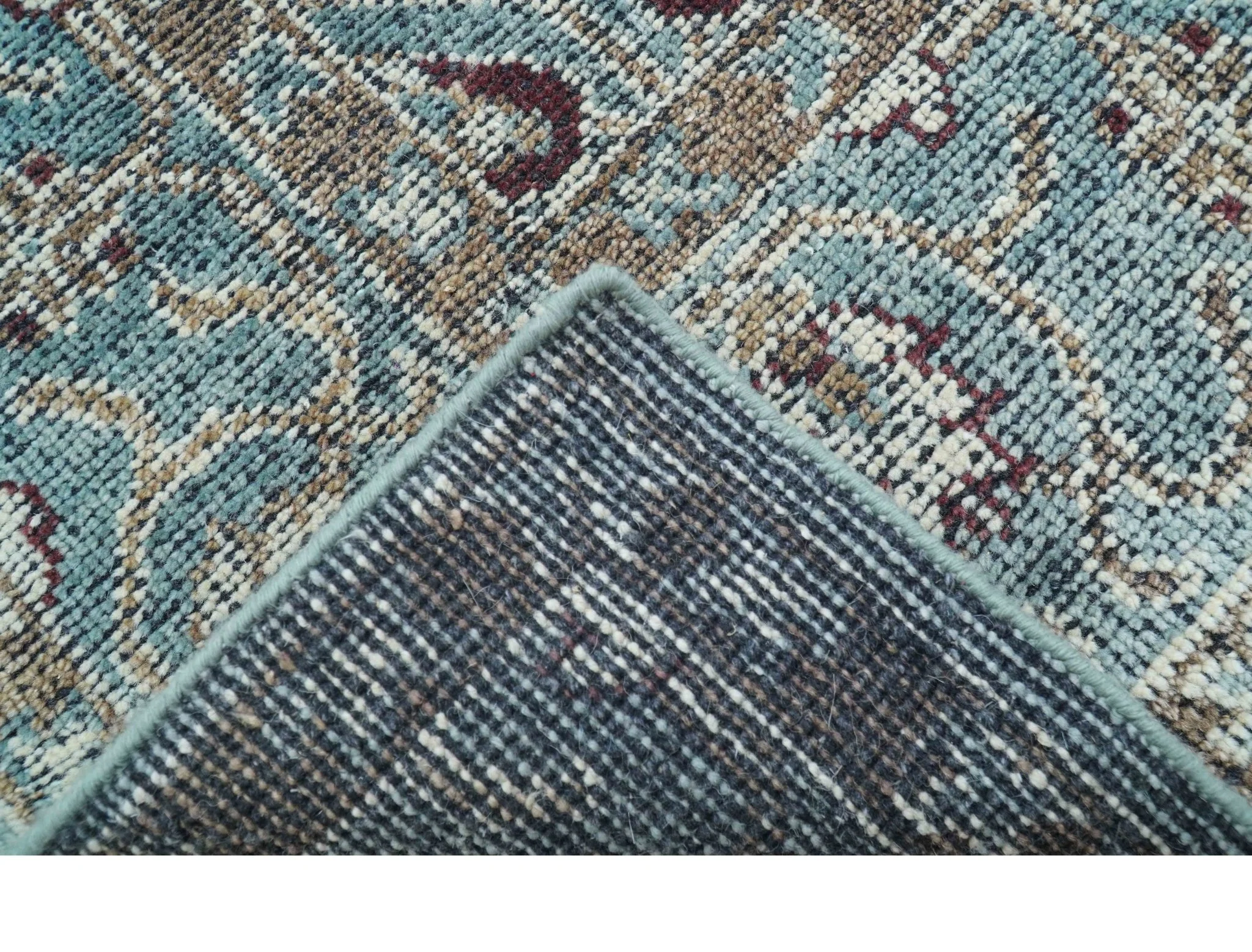 Crown Custom Made Traditional Design Blue Hand Knotted Wool Rug - Image 7