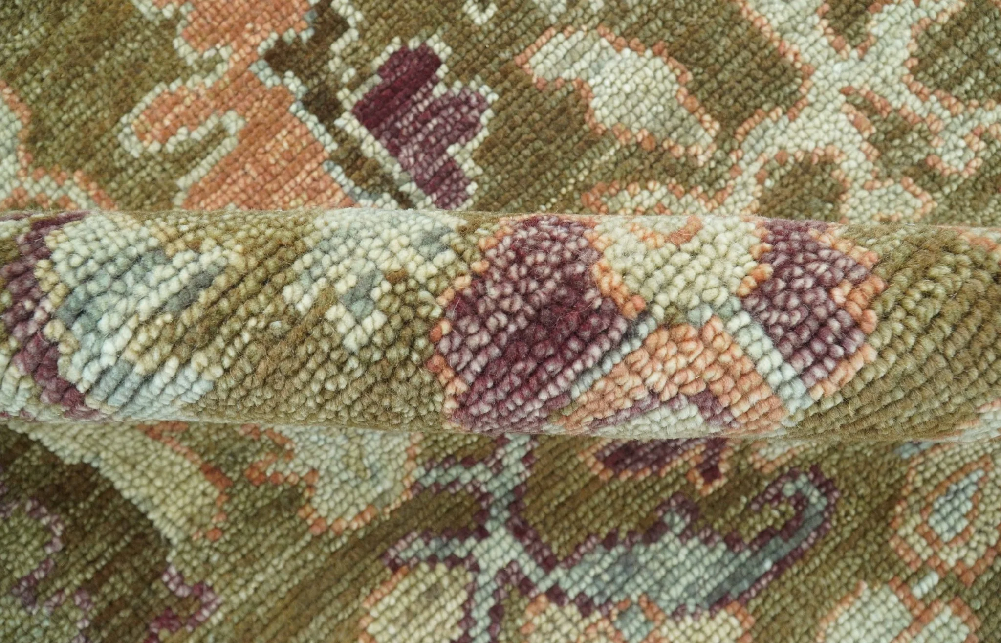 Custom Made Traditional Design Brown And Beige Hand Knotted wool area rug - Image 9