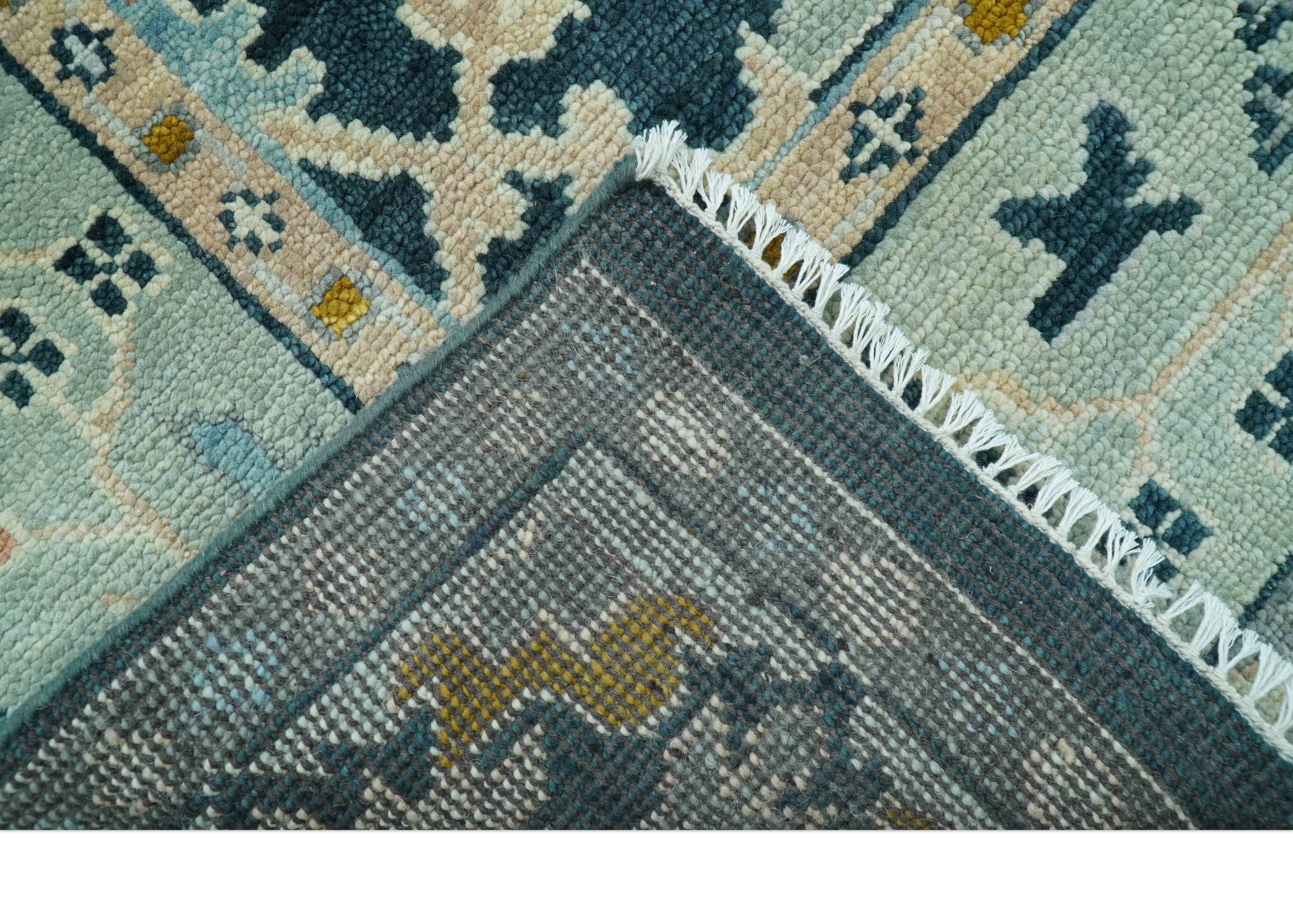 Custom Made Traditional Donegal Design Blue Hand Knotted wool area rug - Image 5