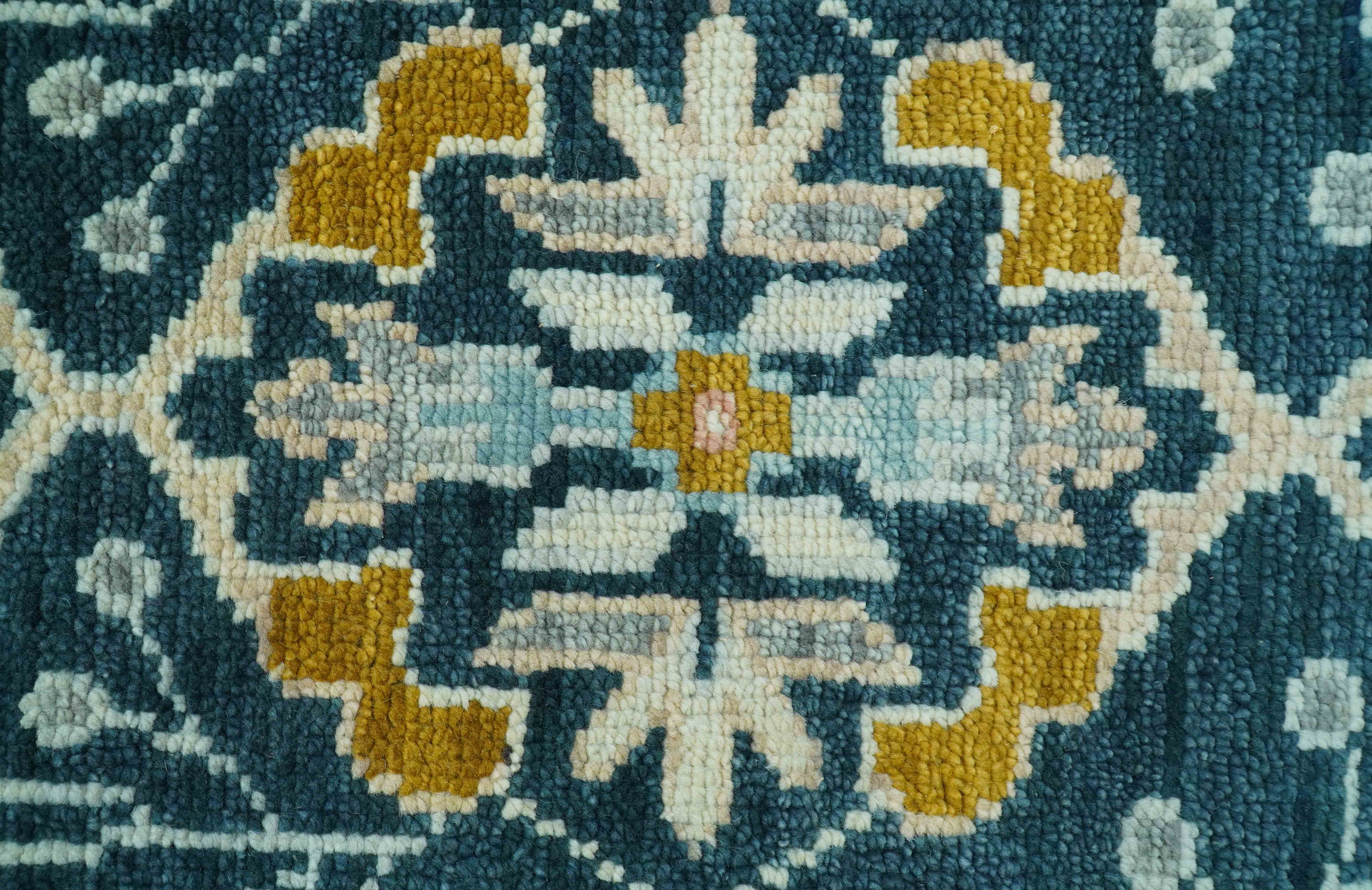 Custom Made Traditional Donegal Design Blue Hand Knotted wool area rug - Image 8
