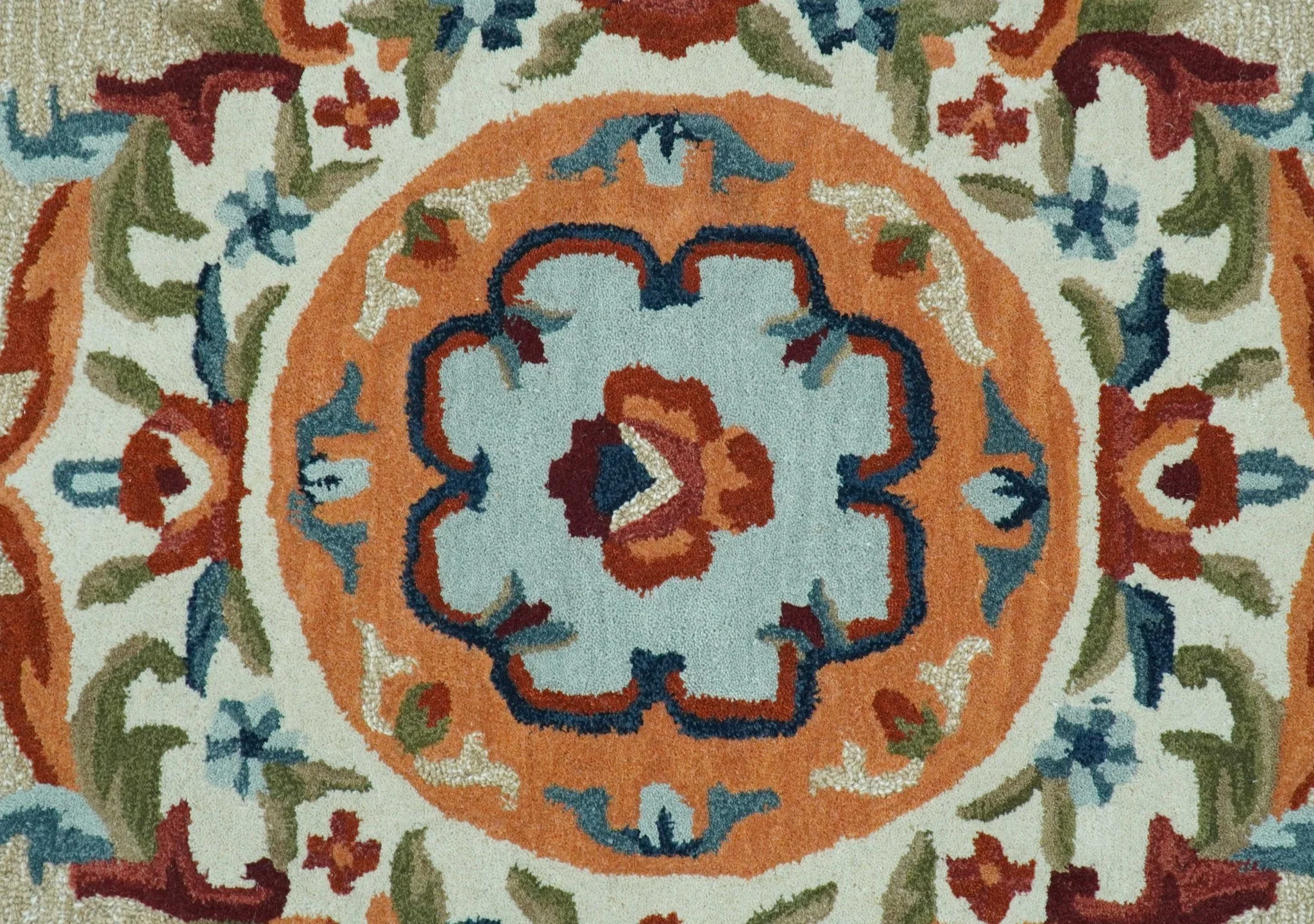 Custom Made Traditional Aubusson Design Beige And Brown Hand Tufted Wool Area Rug - Image 4