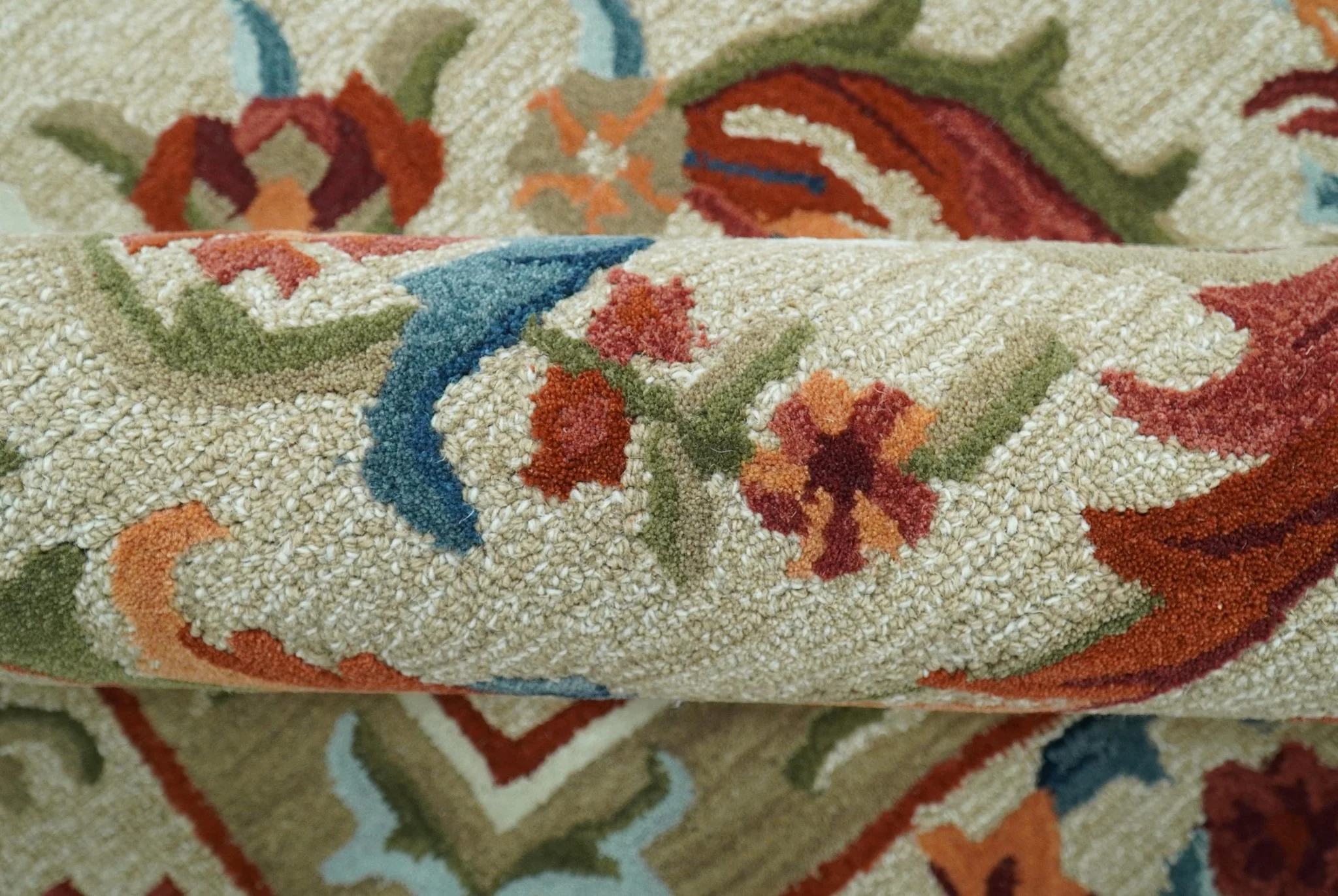 Custom Made Traditional Aubusson Design Beige And Brown Hand Tufted Wool Area Rug - Image 5