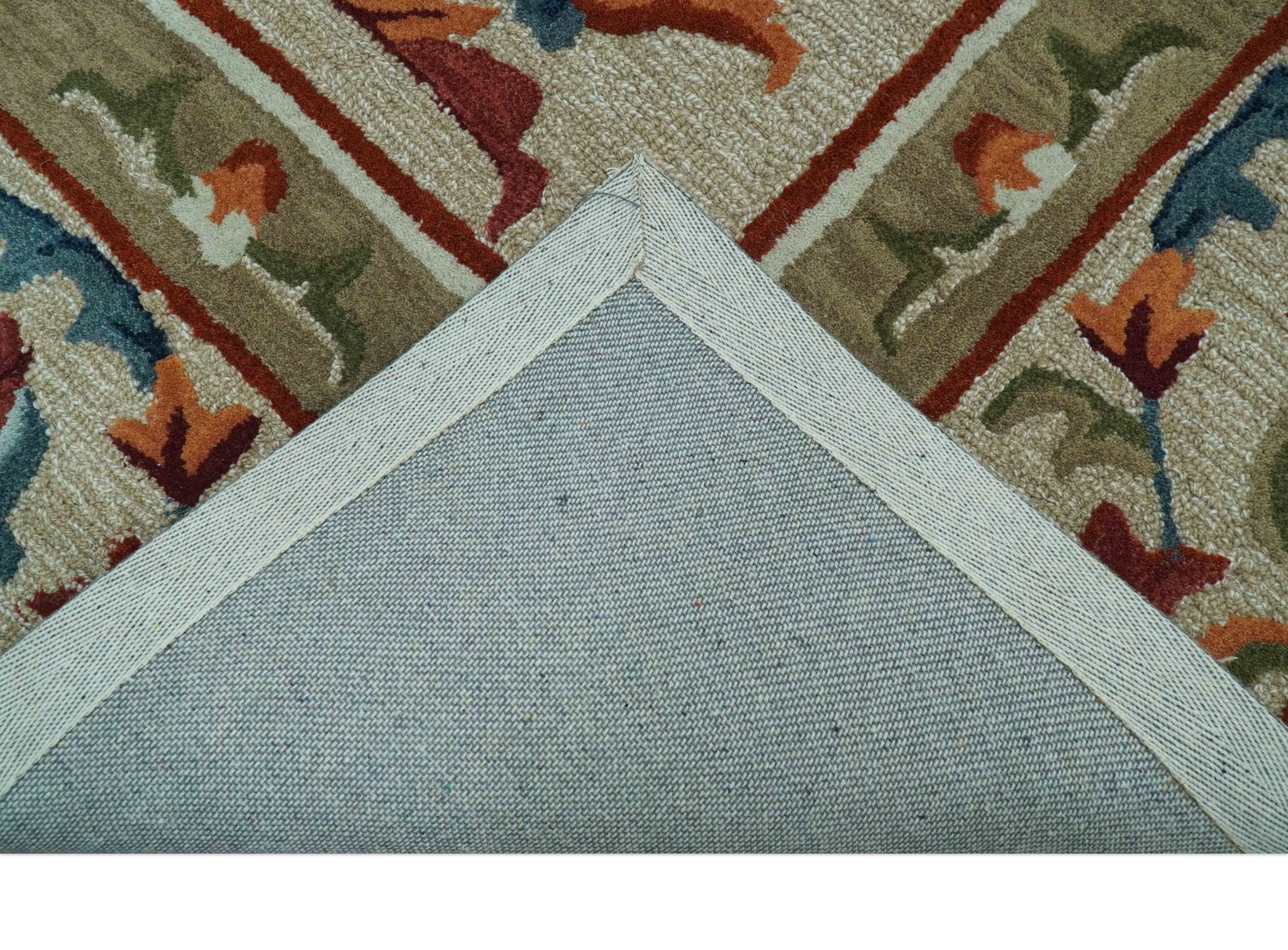 Custom Made Traditional Aubusson Design Beige And Brown Hand Tufted Wool Area Rug - Image 6