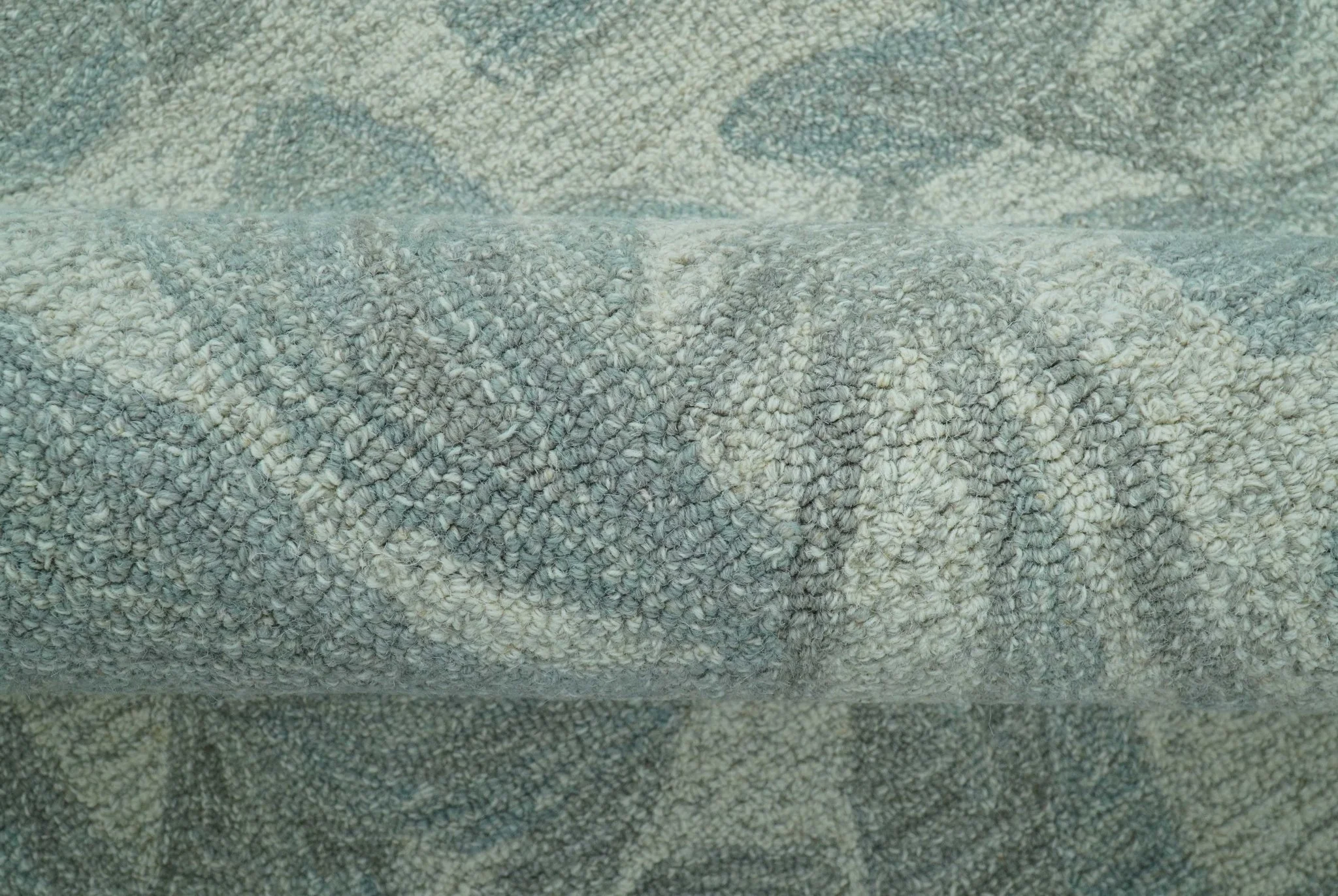 Custom Made Traditional Floral Design Silver And Blue Hand Tufted Wool Area Rug - Image 7