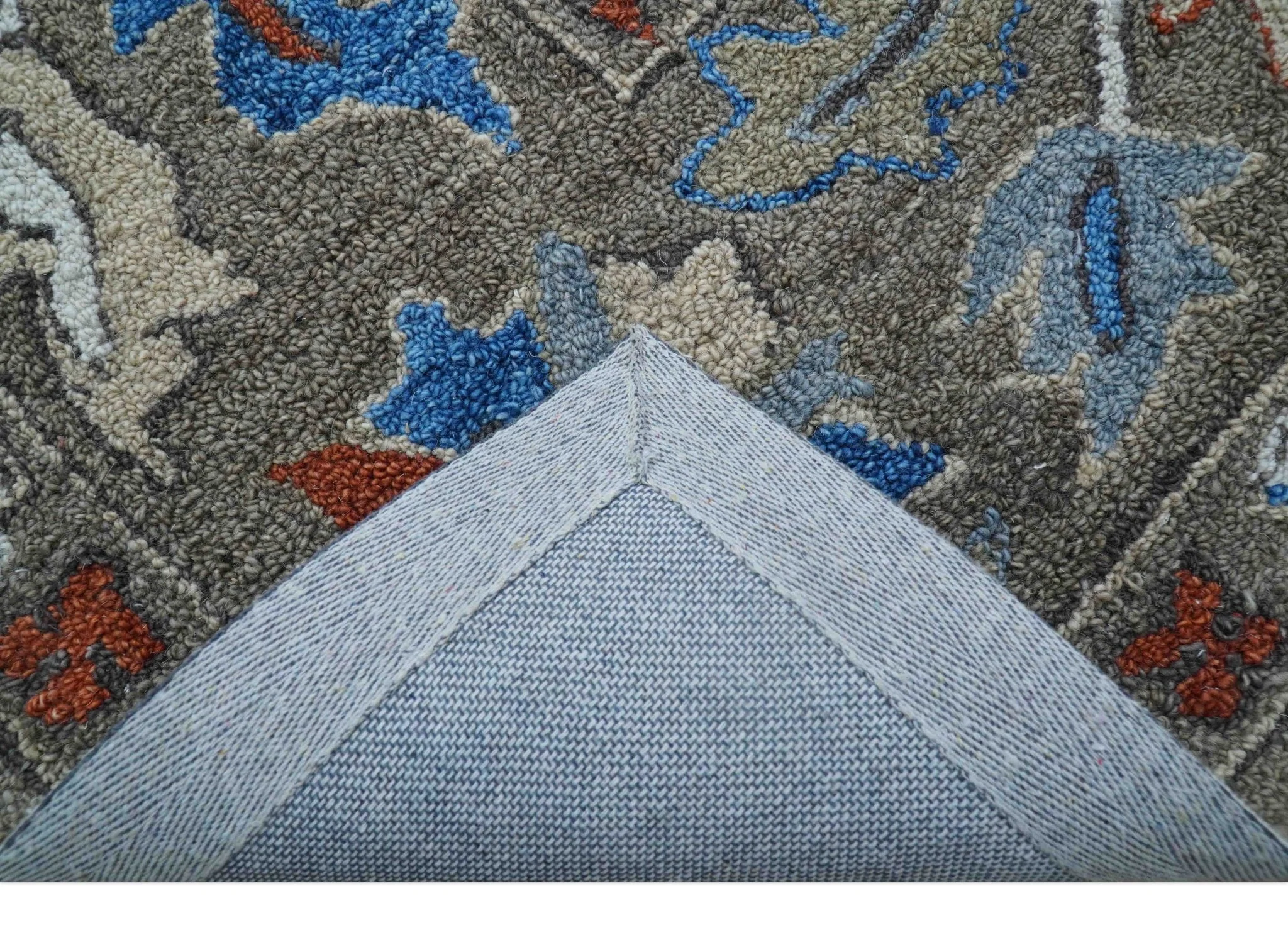Eve Custom Made Traditional Gray Oushak Hand Tufted wool rug - Image 4