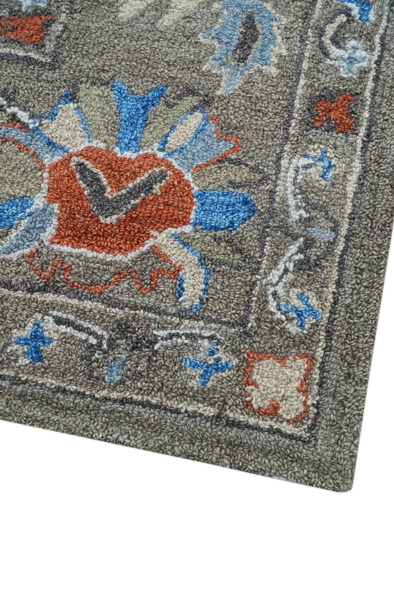 Eve Custom Made Traditional Gray Oushak Hand Tufted wool rug - Image 5