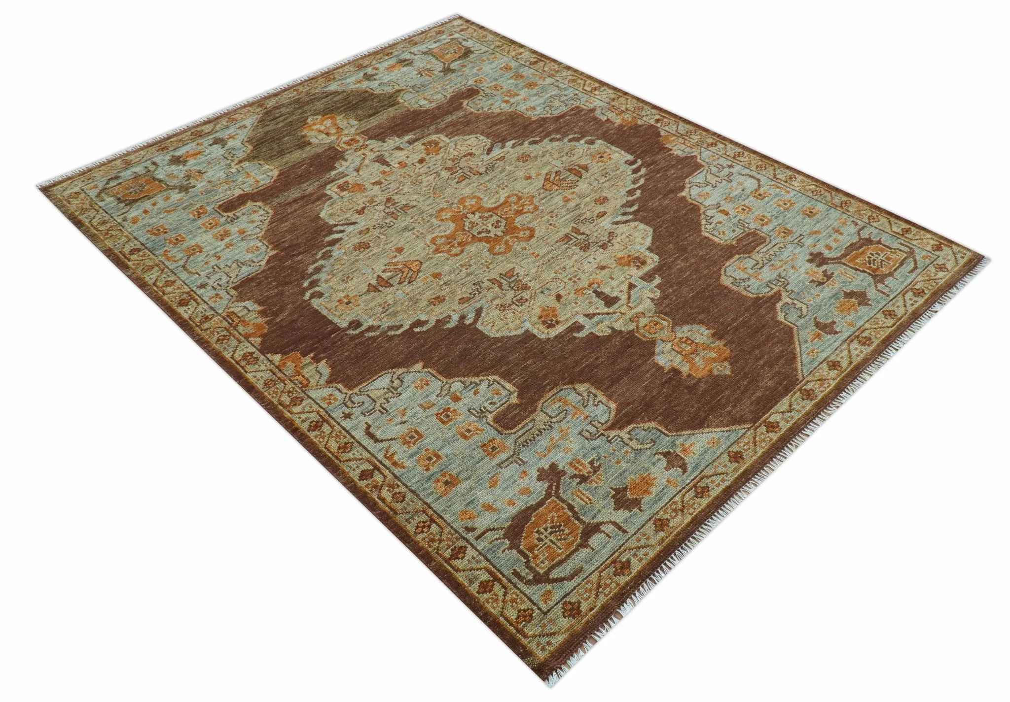 Custom Made Traditional Heriz Brown, Beige and Rust Hand Knotted wool area rug - Image 10