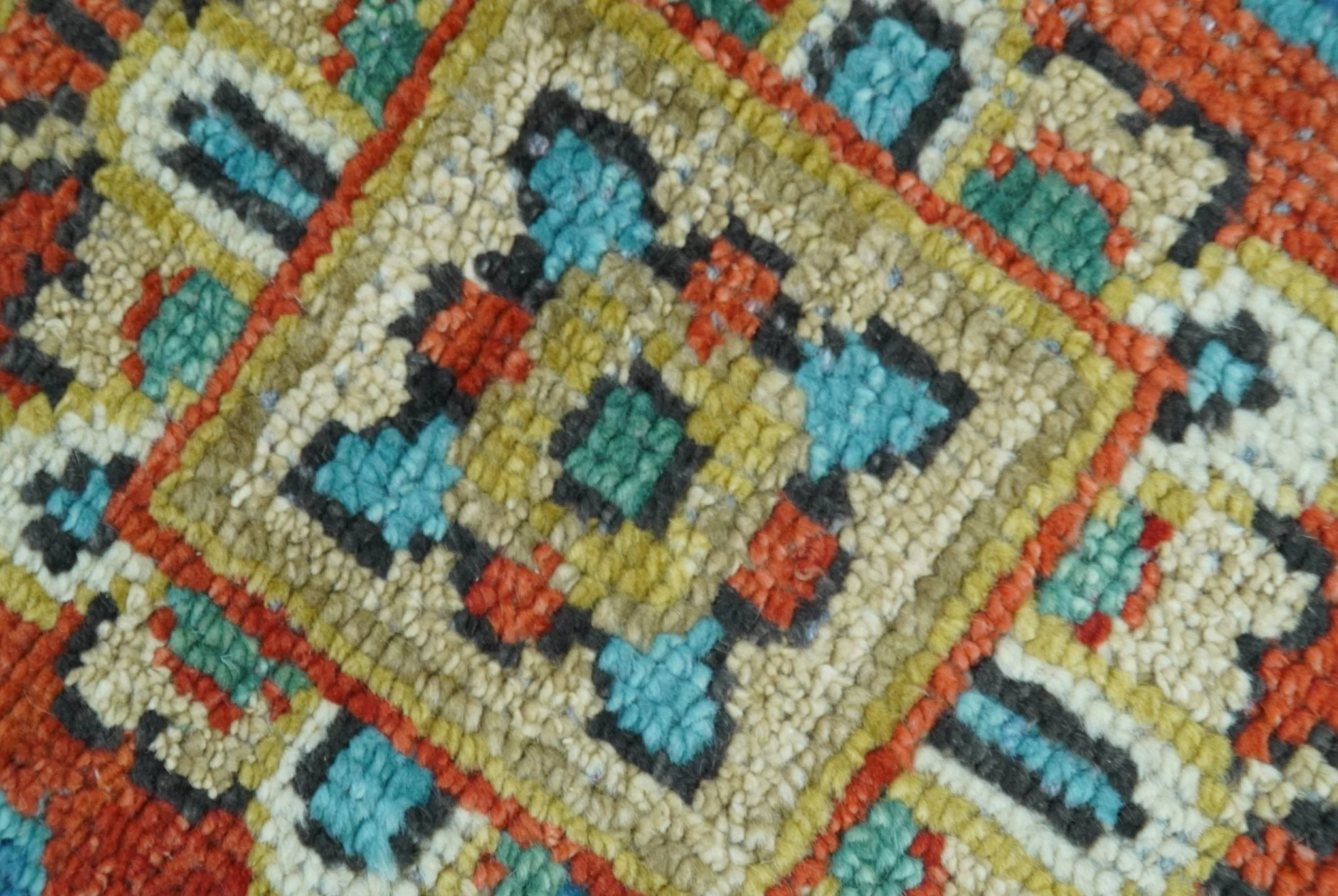 Custom Made Traditional Heriz Design Rust And Blue Hand Knotted Wool Rug - Image 10