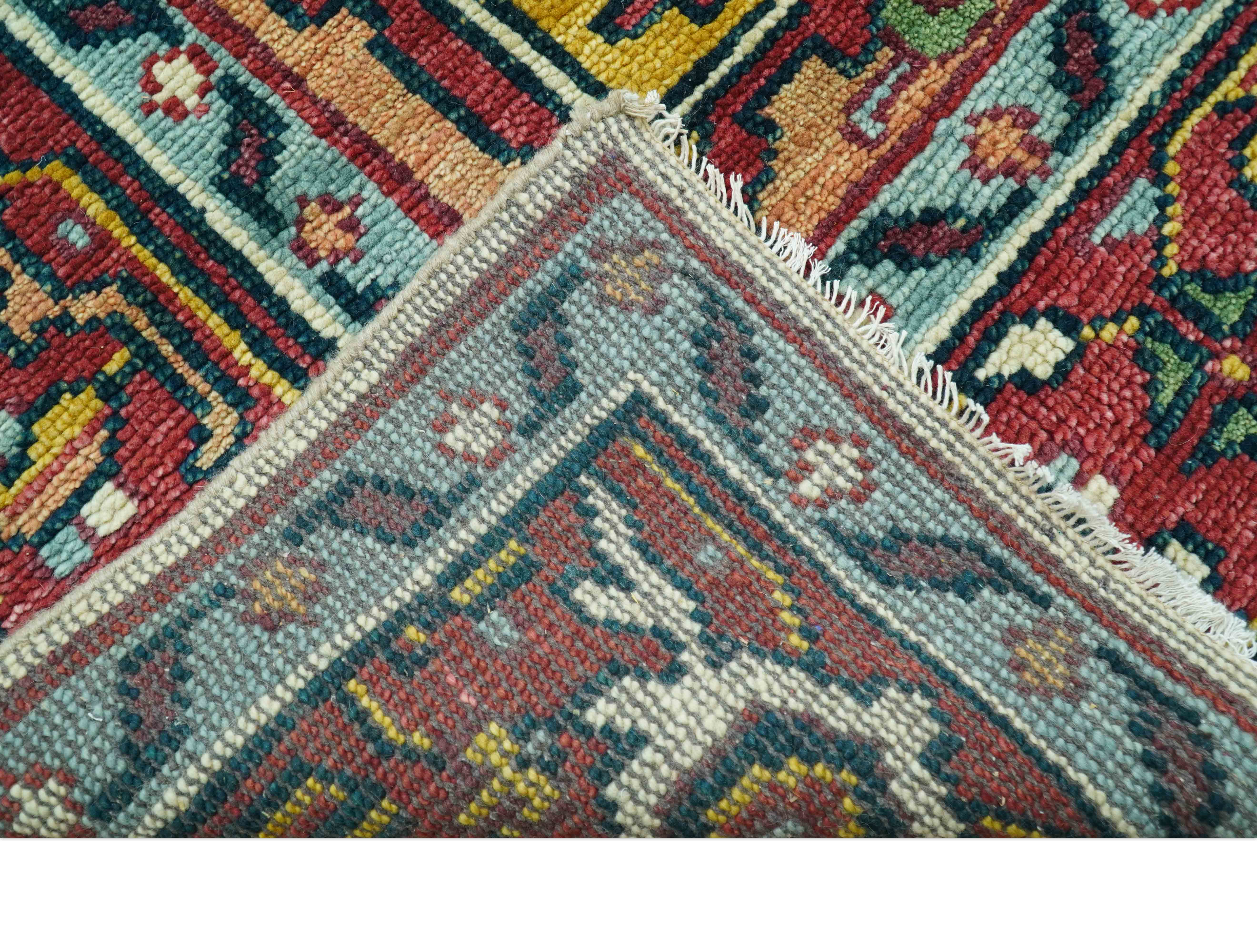 Custom Made Traditional Heriz Design Rust And Ivory Hand Knotted Wool Rug - Image 5