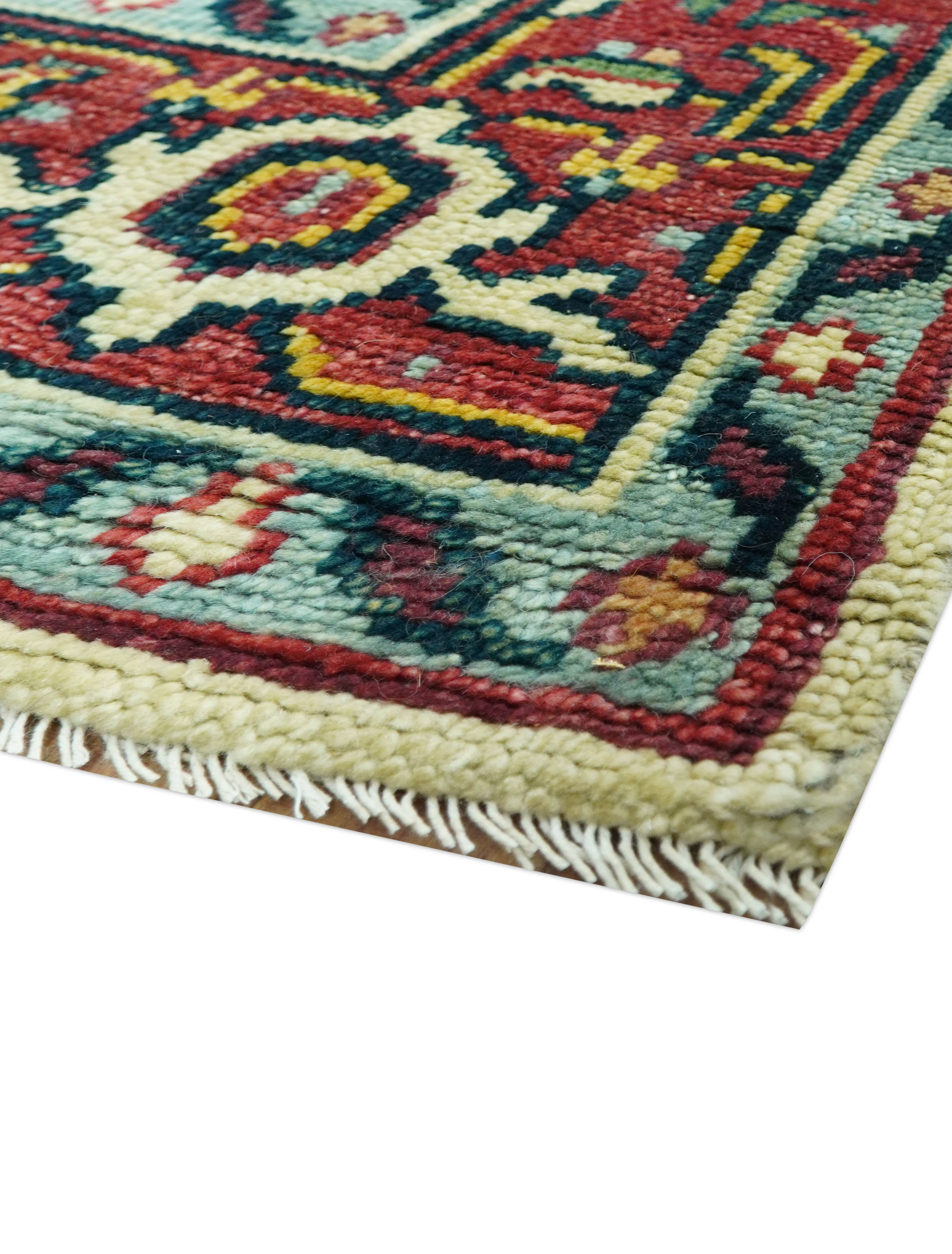 Custom Made Traditional Heriz Design Rust And Ivory Hand Knotted Wool Rug - Image 6