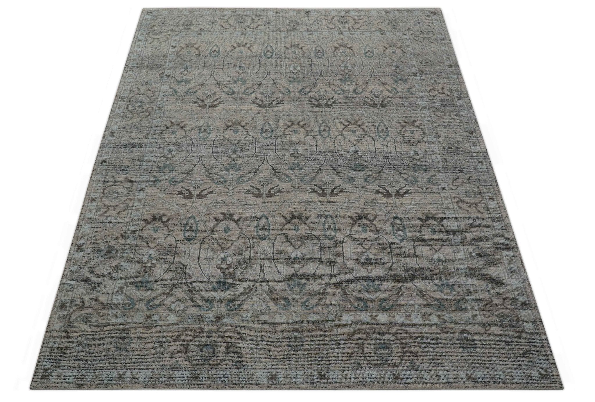 Crown Custom Made Traditional Design Pink Hand Knotted Wool Rug - Image 11