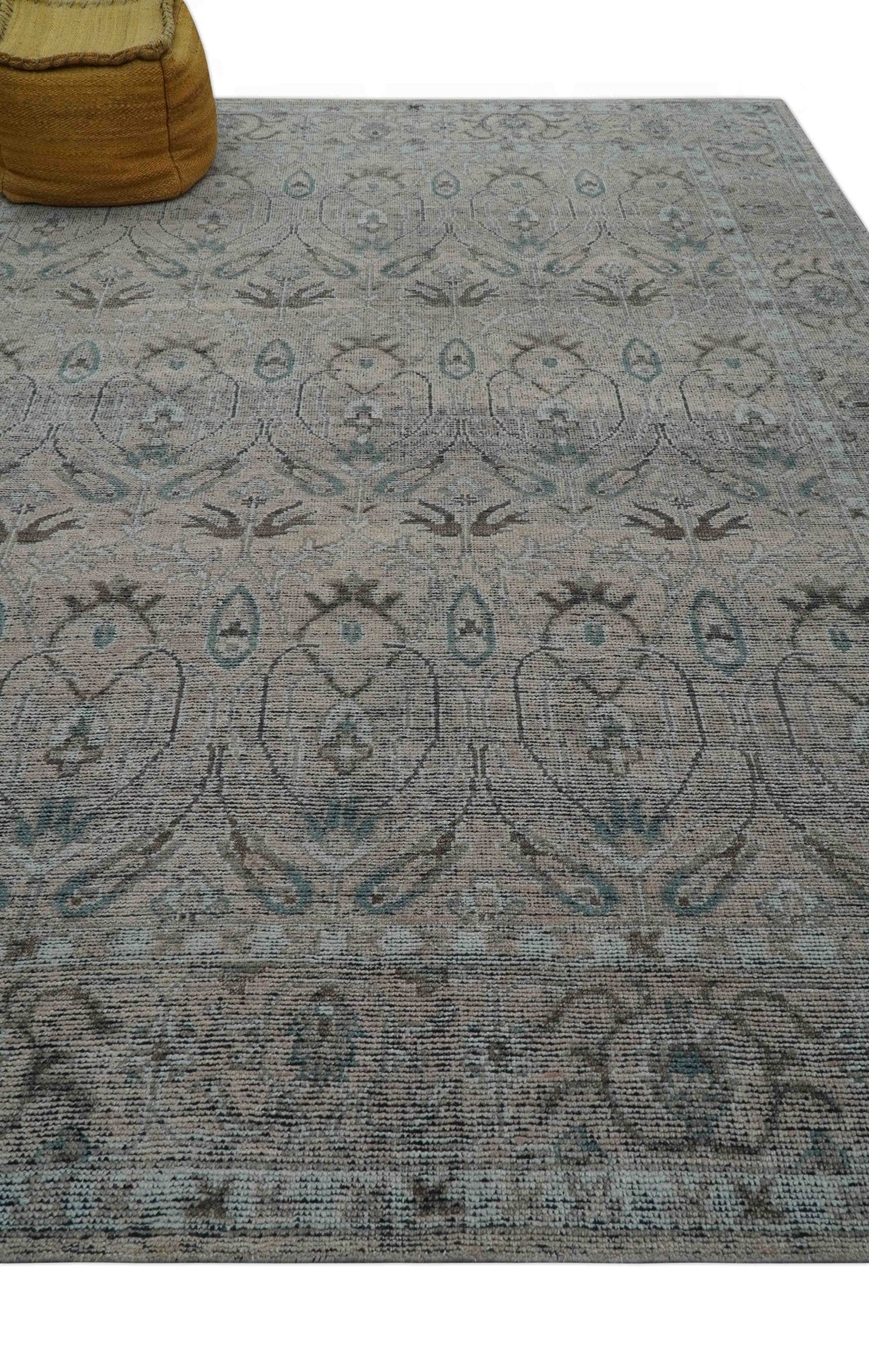 Crown Custom Made Traditional Design Pink Hand Knotted Wool Rug - Image 9