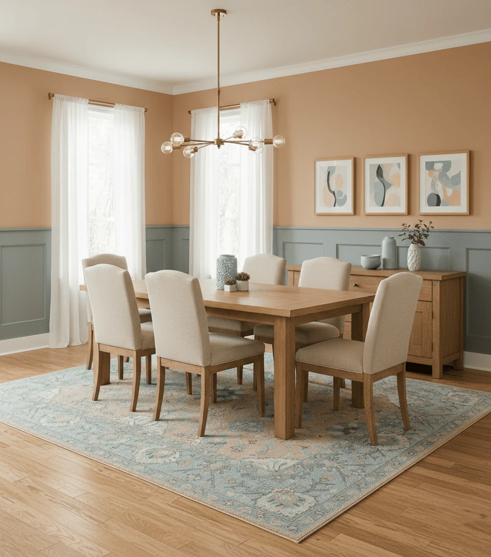 Custom Made Traditional Oriental Design Pink And Blue Hand Tufted Wool Area Rug - Image 2
