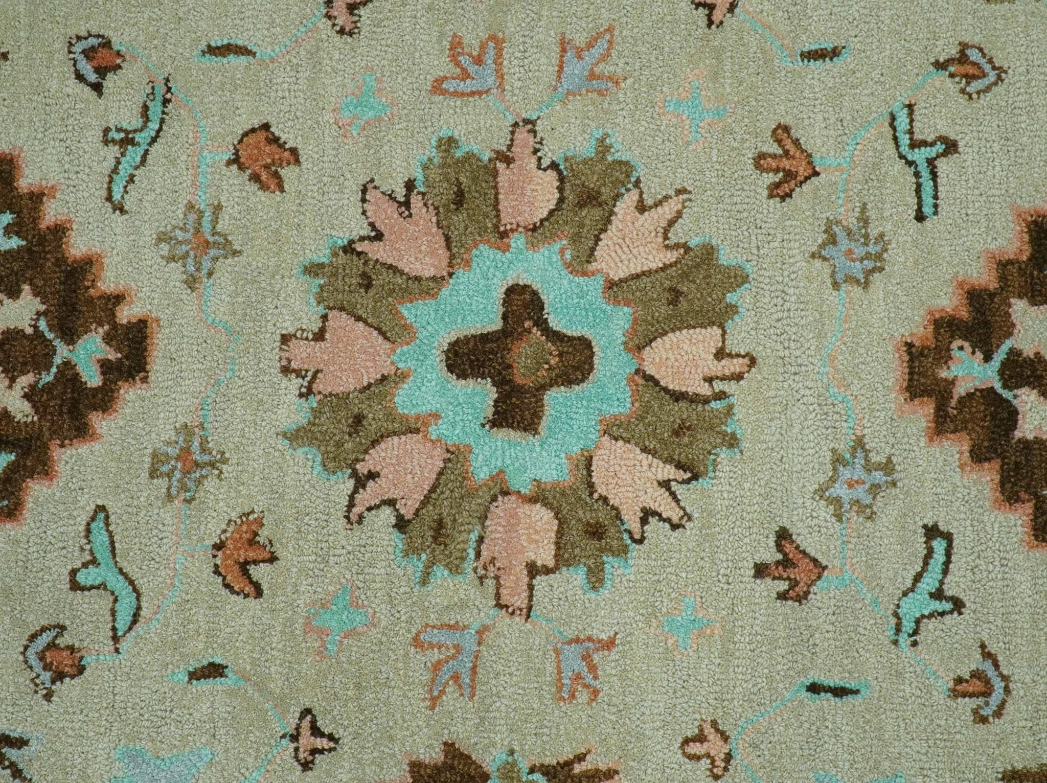 Custom Made Traditional Oriental Design Beige And Brown Hand-Tufted Wool Area Rug - Image 4