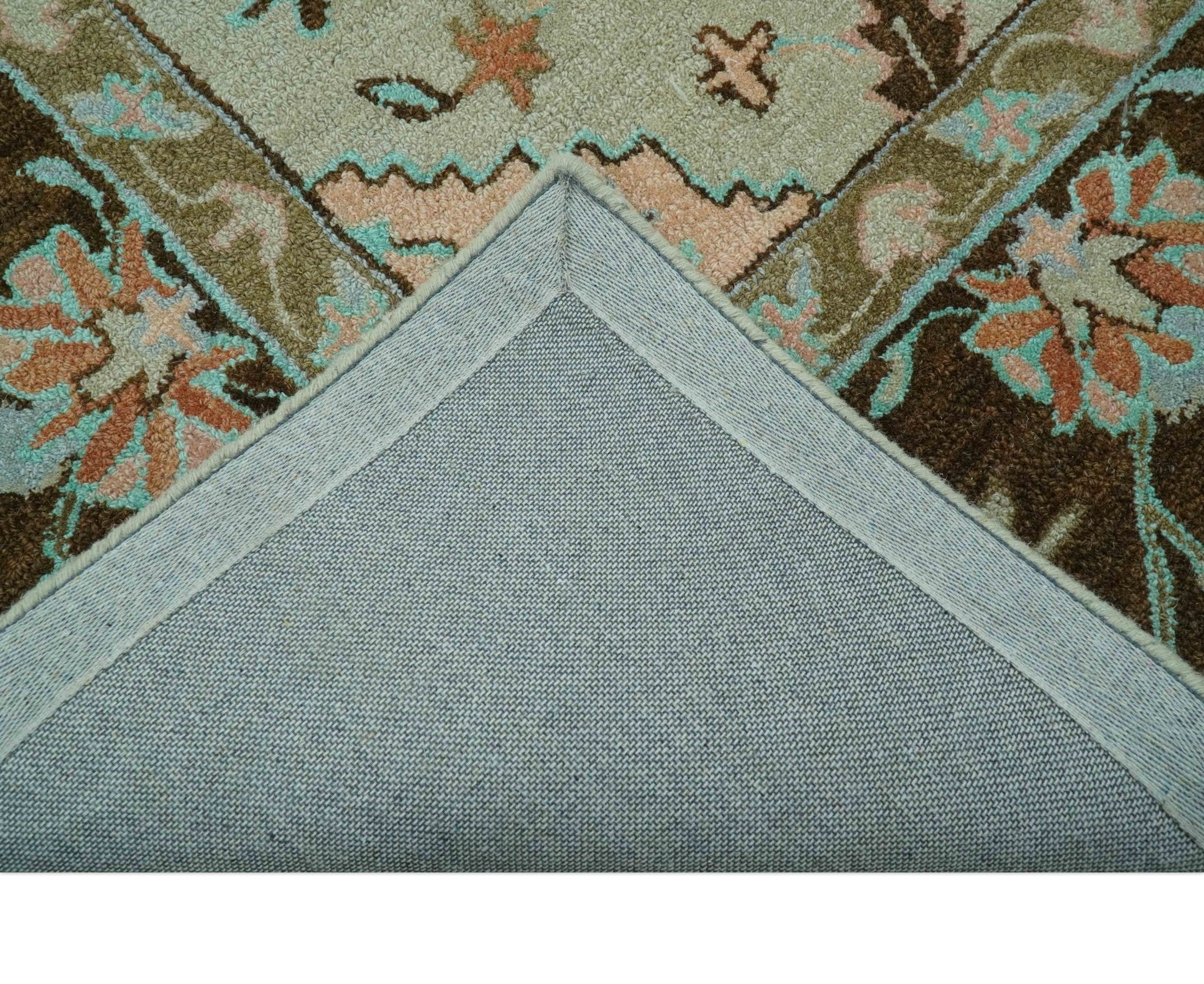Custom Made Traditional Oriental Design Beige And Brown Hand-Tufted Wool Area Rug - Image 6