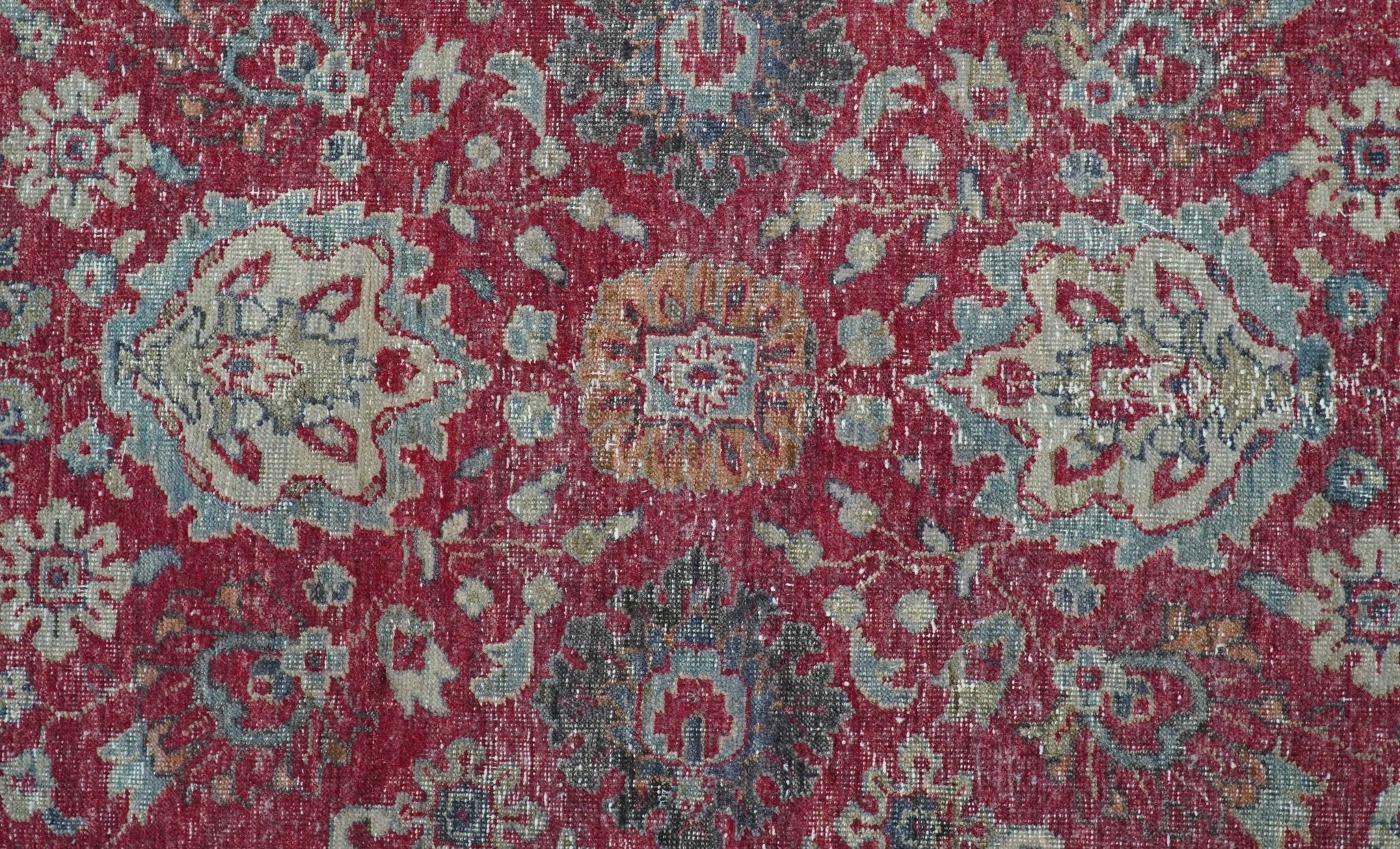 Custom Made Traditional Oriental Design Red And Blue Hand Knotted Wool Area Rug - Image 4