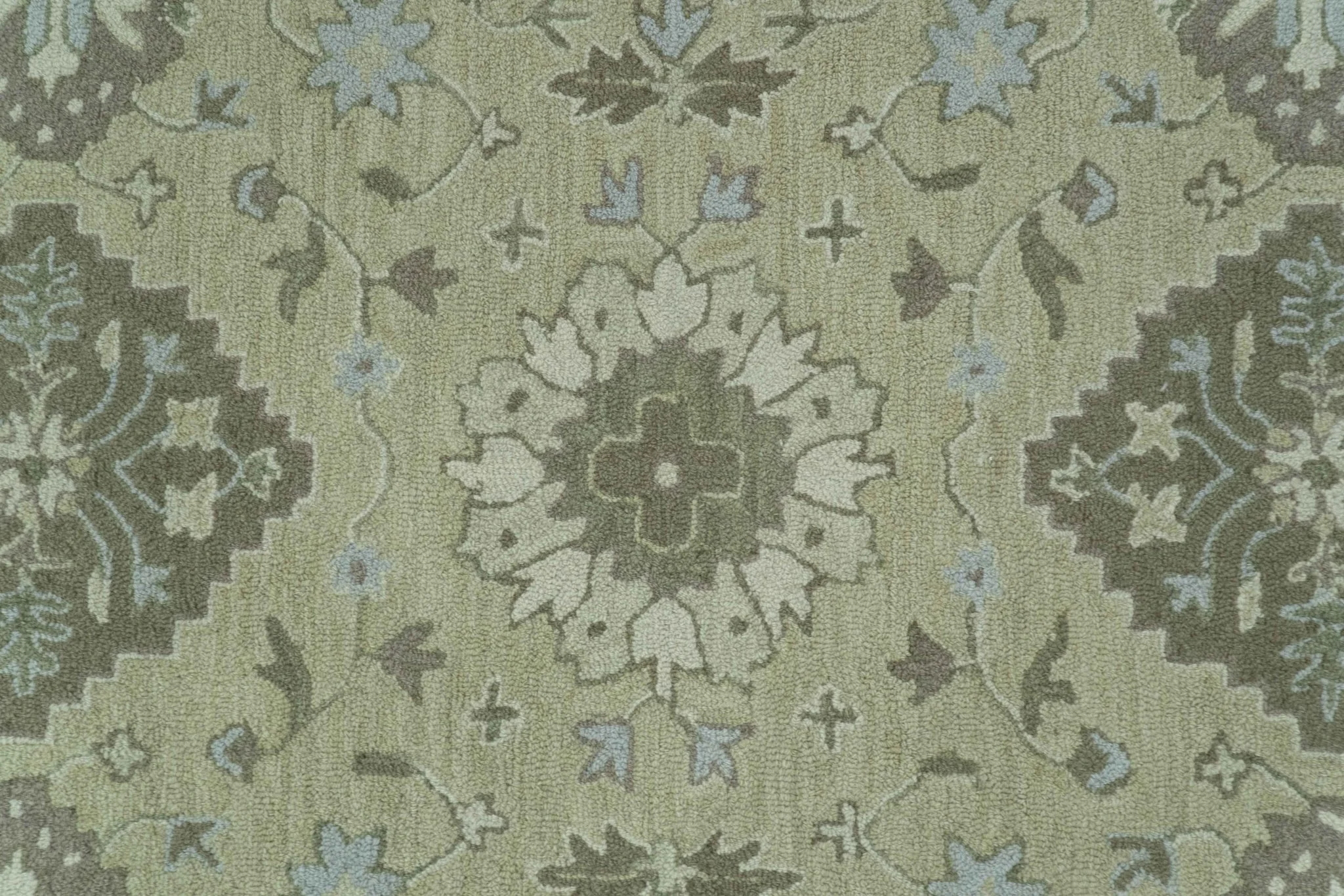 Custom Made Traditional Oriental Design Earthy Beige Hand-Tufted Wool Area Rug - Image 4