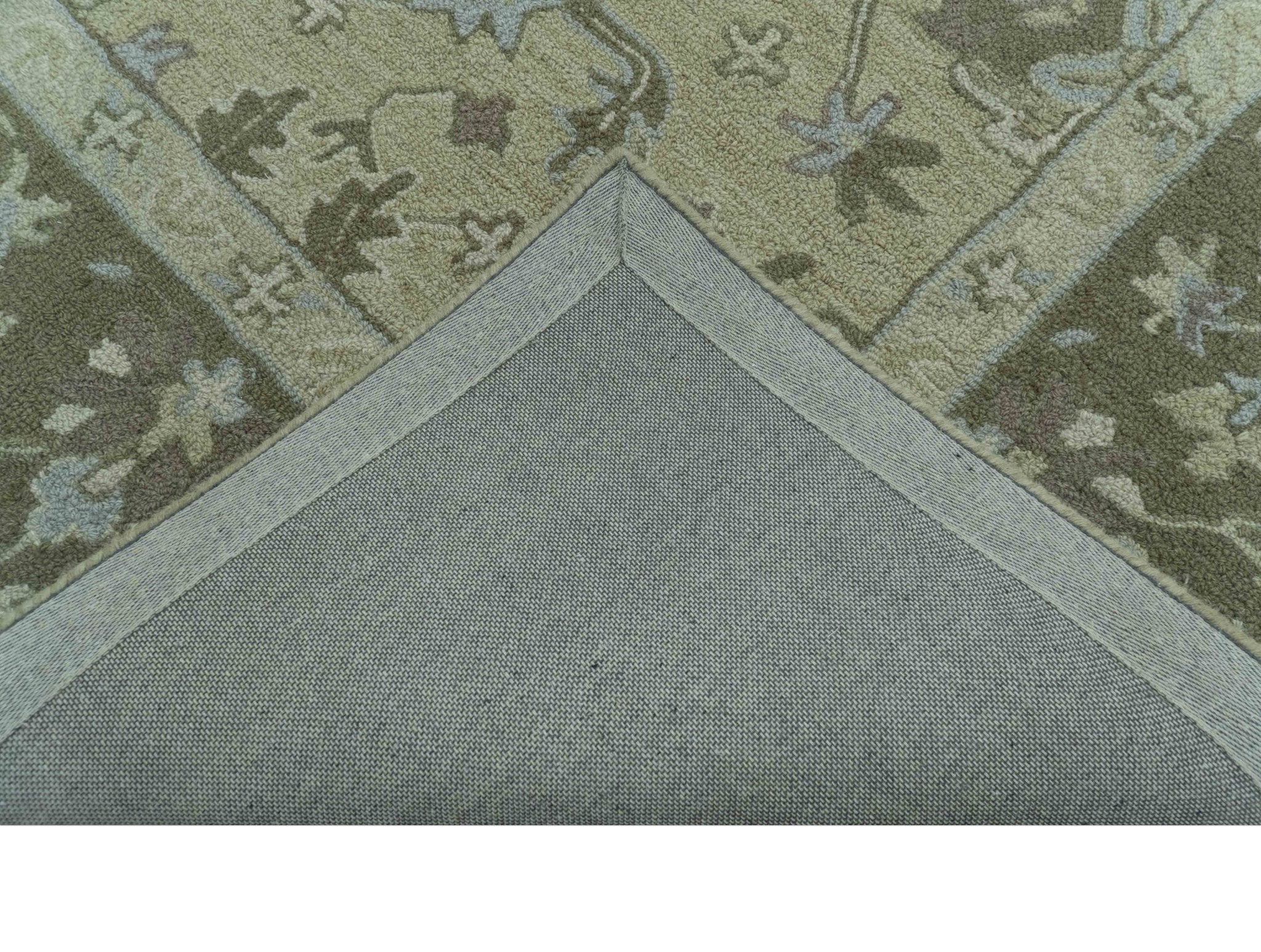 Custom Made Traditional Oriental Design Earthy Beige Hand-Tufted Wool Area Rug - Image 6