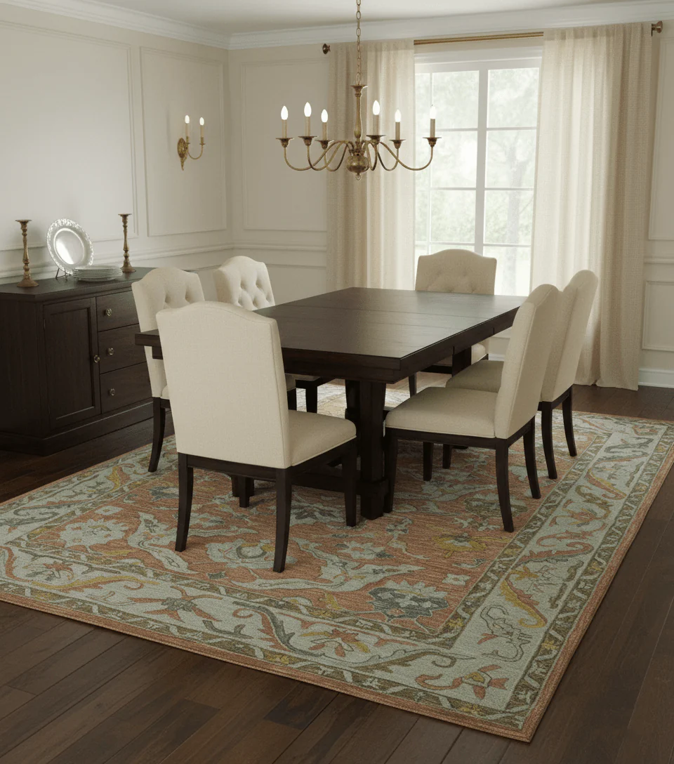 Custom Made Traditional Oriental Rust And Ivory Hand Tufted Wool Area Rug - Image 2