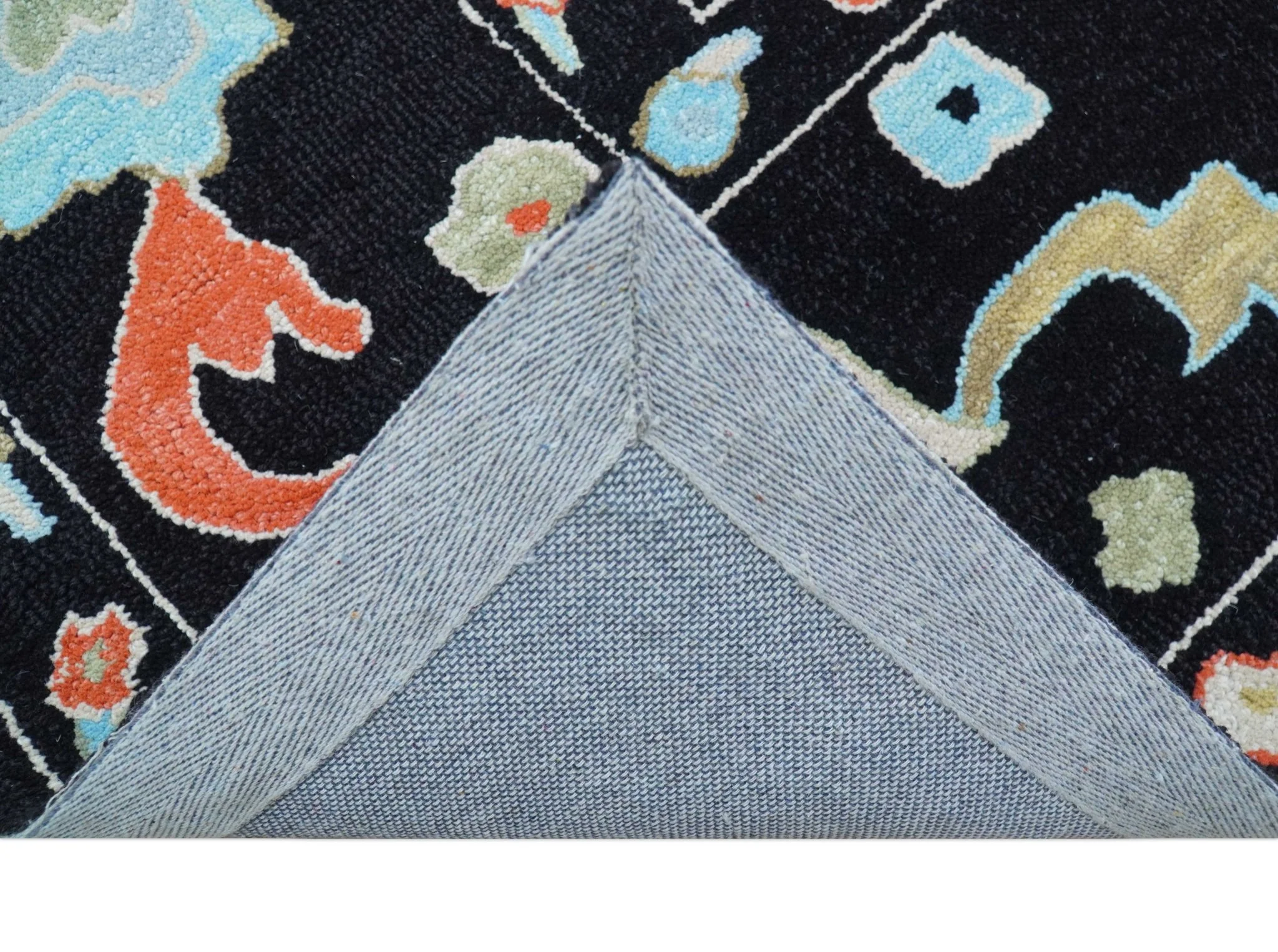 Azure Custom Made Traditional Oushak Black Hand Tufted Wool Rug - Image 8