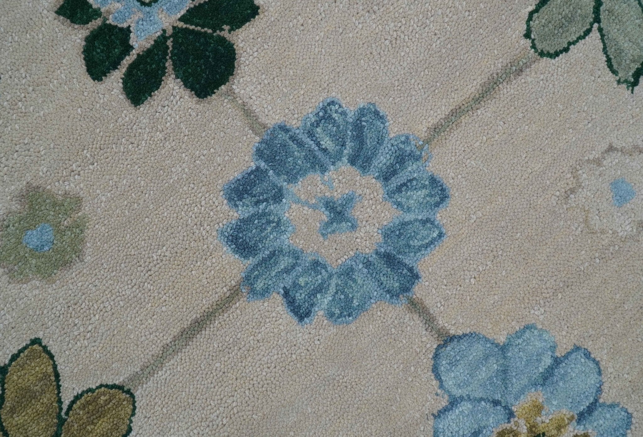 Allure Custom Made Traditional Oushak Beige And Blue Hand Tufted Wool Rug - Image 5