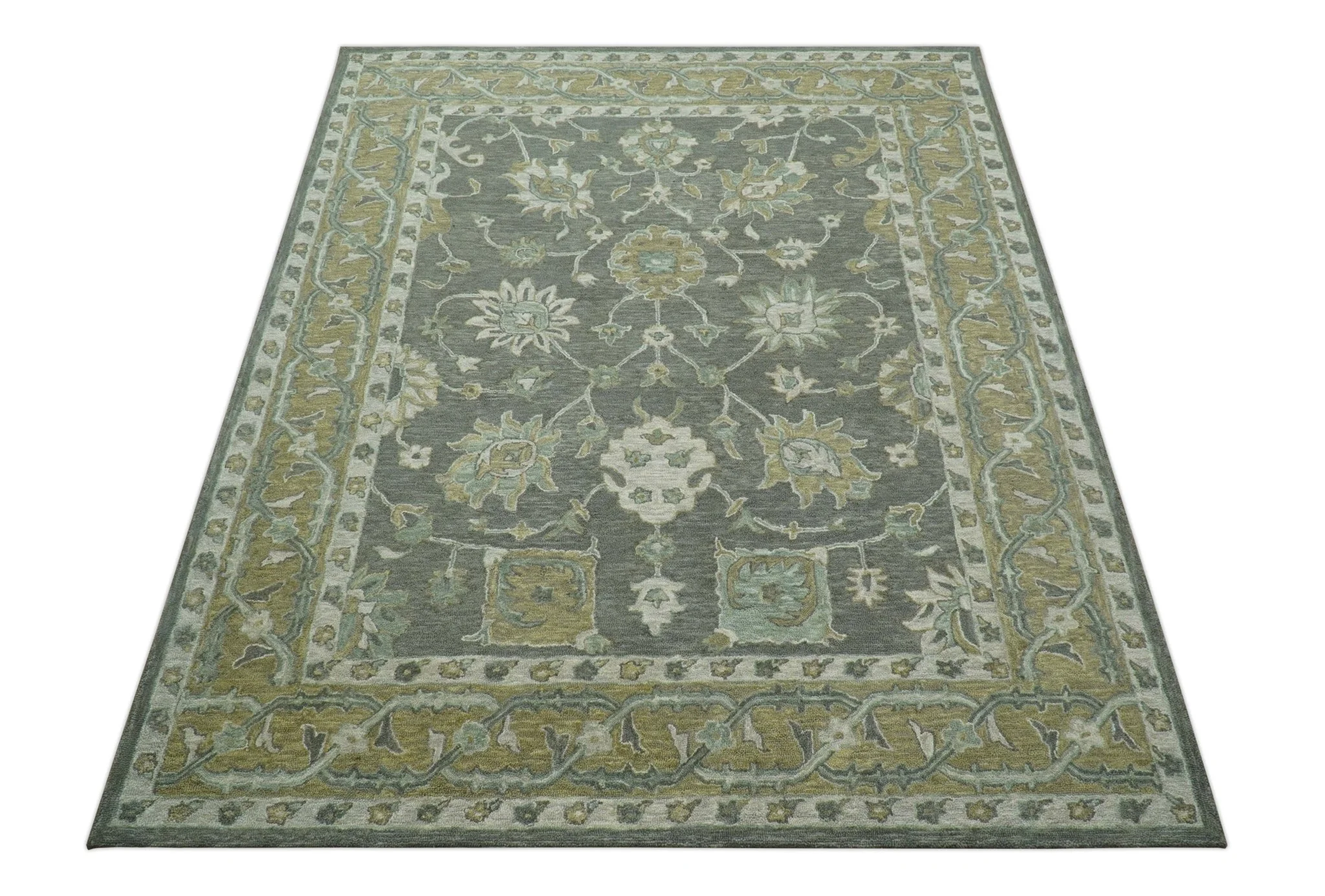 Jewel Custom Made Traditional Oushak Beige Hand Tufted Wool Rug - Image 11