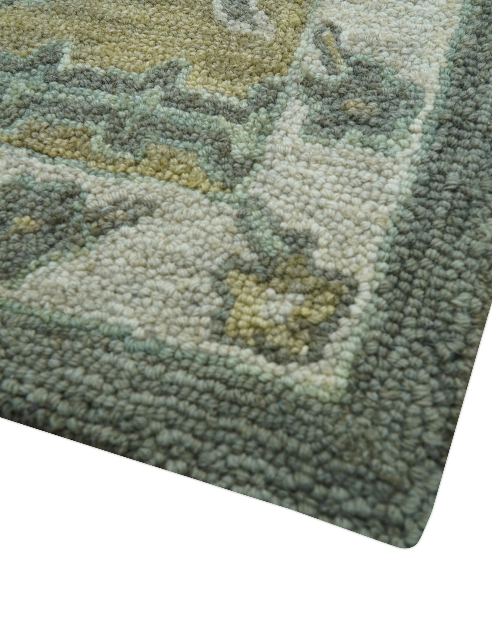 Jewel Custom Made Traditional Oushak Beige Hand Tufted Wool Rug - Image 3