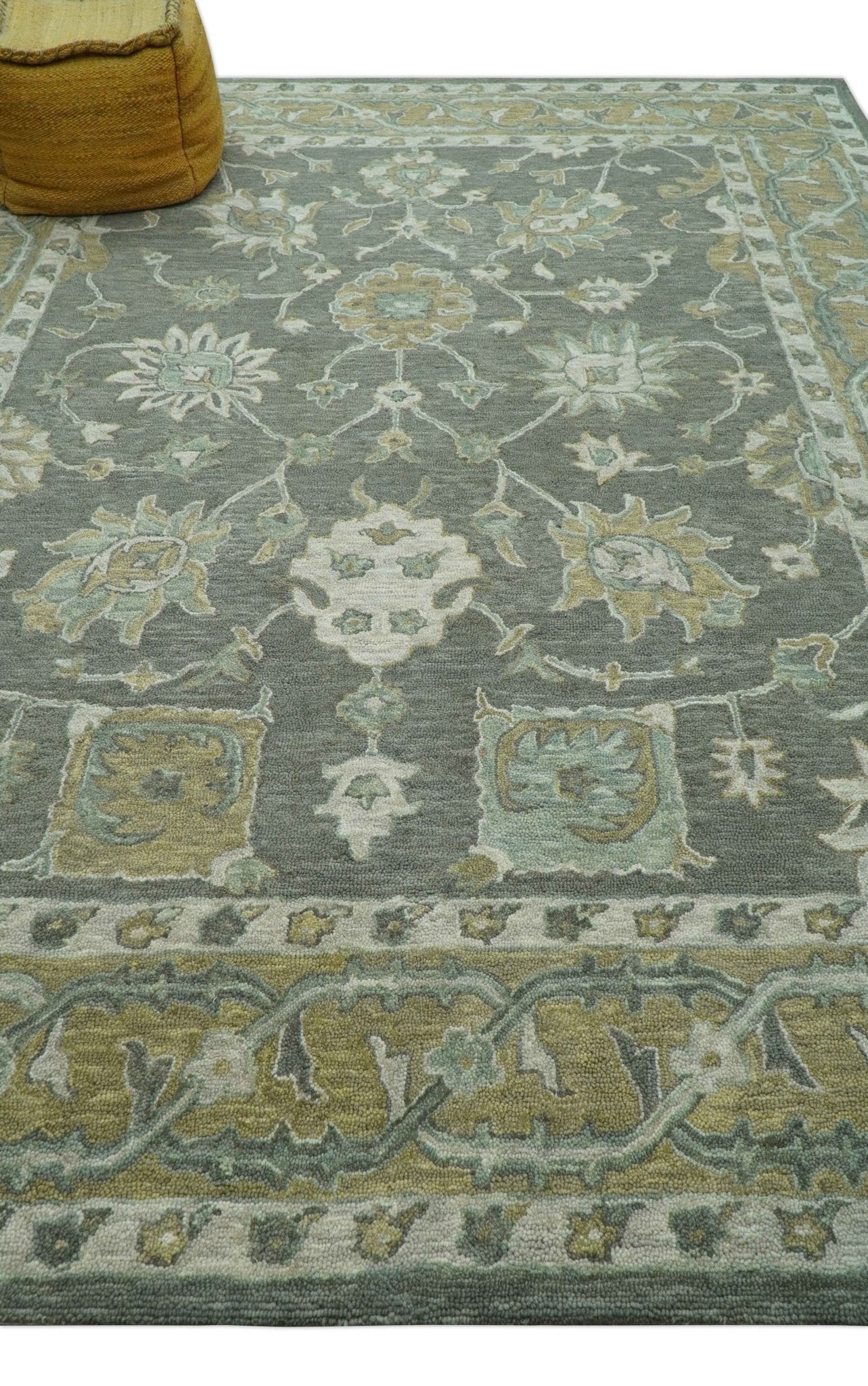 Jewel Custom Made Traditional Oushak Beige Hand Tufted Wool Rug - Image 9