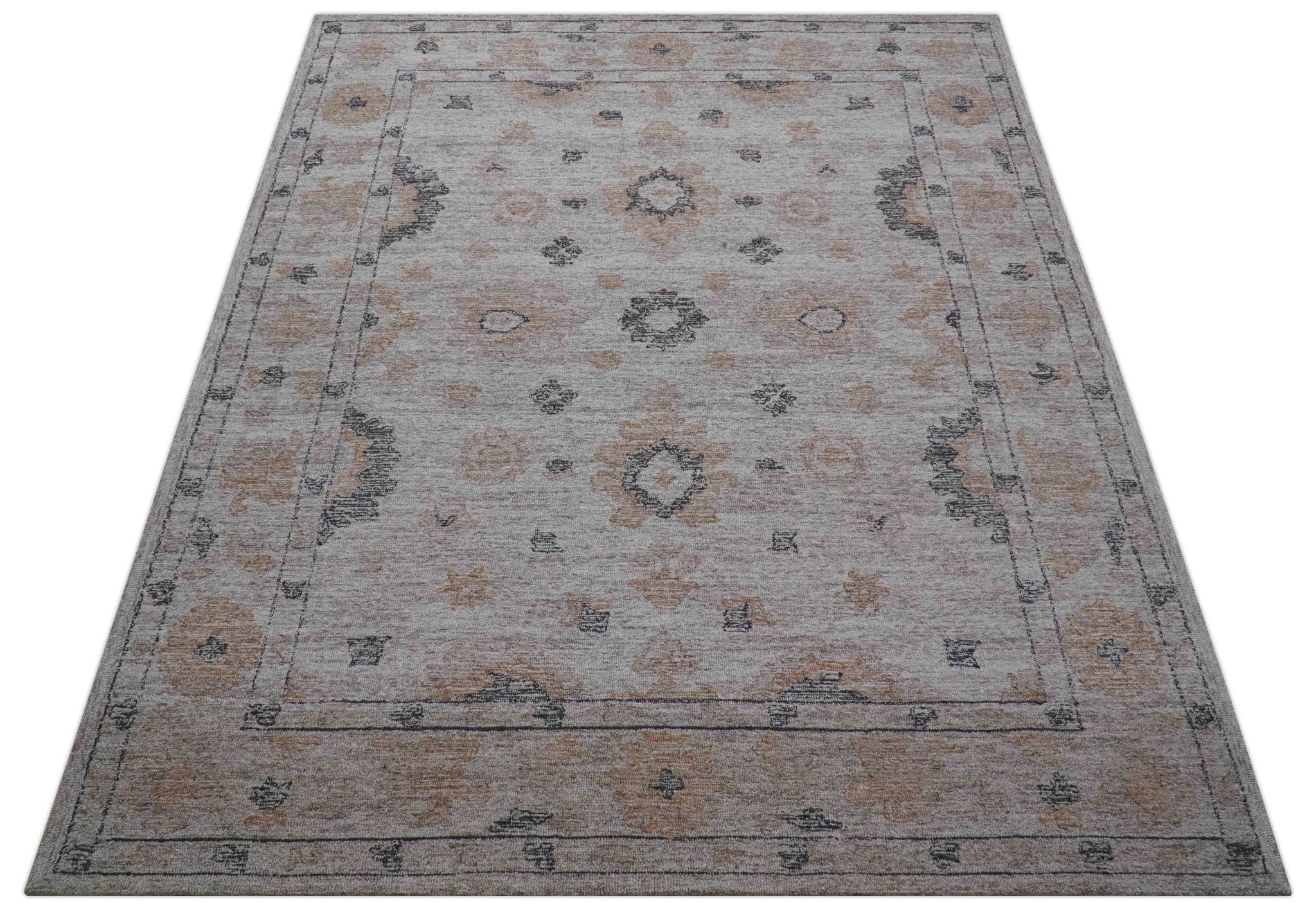 Alexa Custom Made Traditional Oushak Beige Hand Tufted wool rug - Image 4