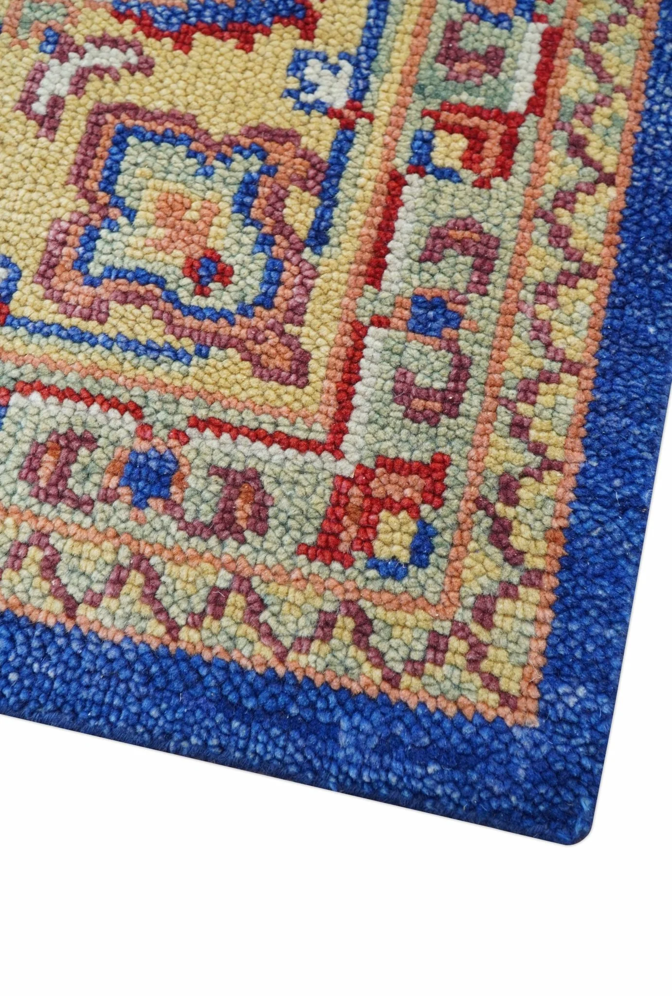 Isfahan Custom Made Traditional Blue And Beige Hand Knotted Wool Rug - Image 8