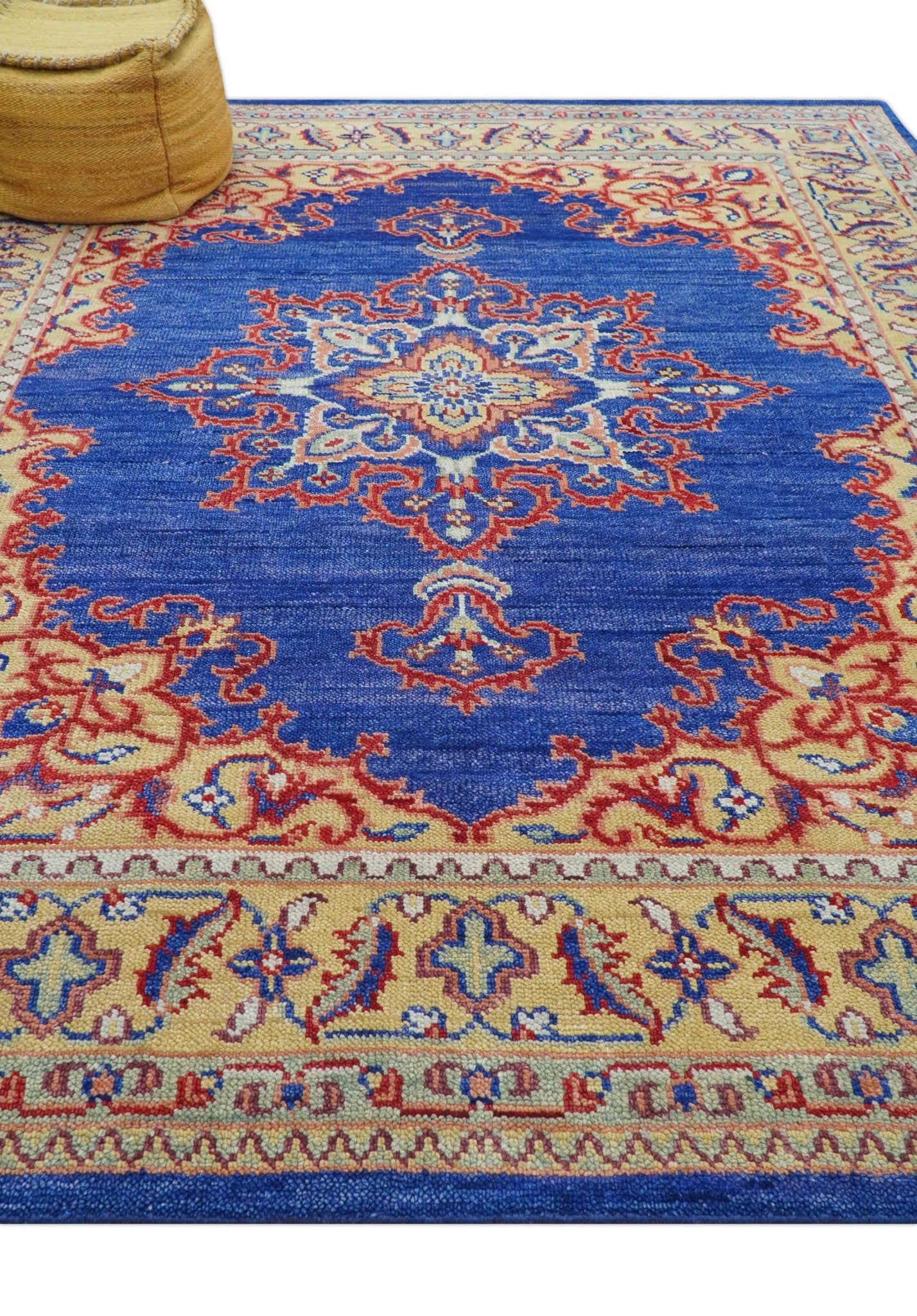 Isfahan Custom Made Traditional Blue And Beige Hand Knotted Wool Rug - Image 9