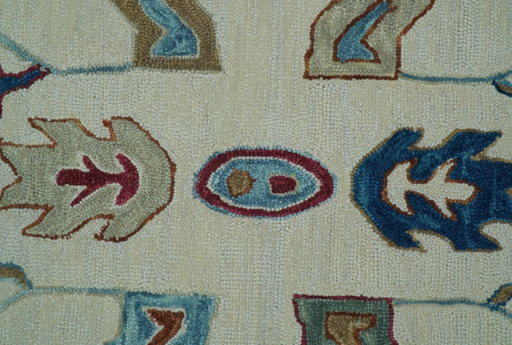 Custom Made Traditional Oushak Blue And Beige Hand Tufted Wool Rug - Image 5