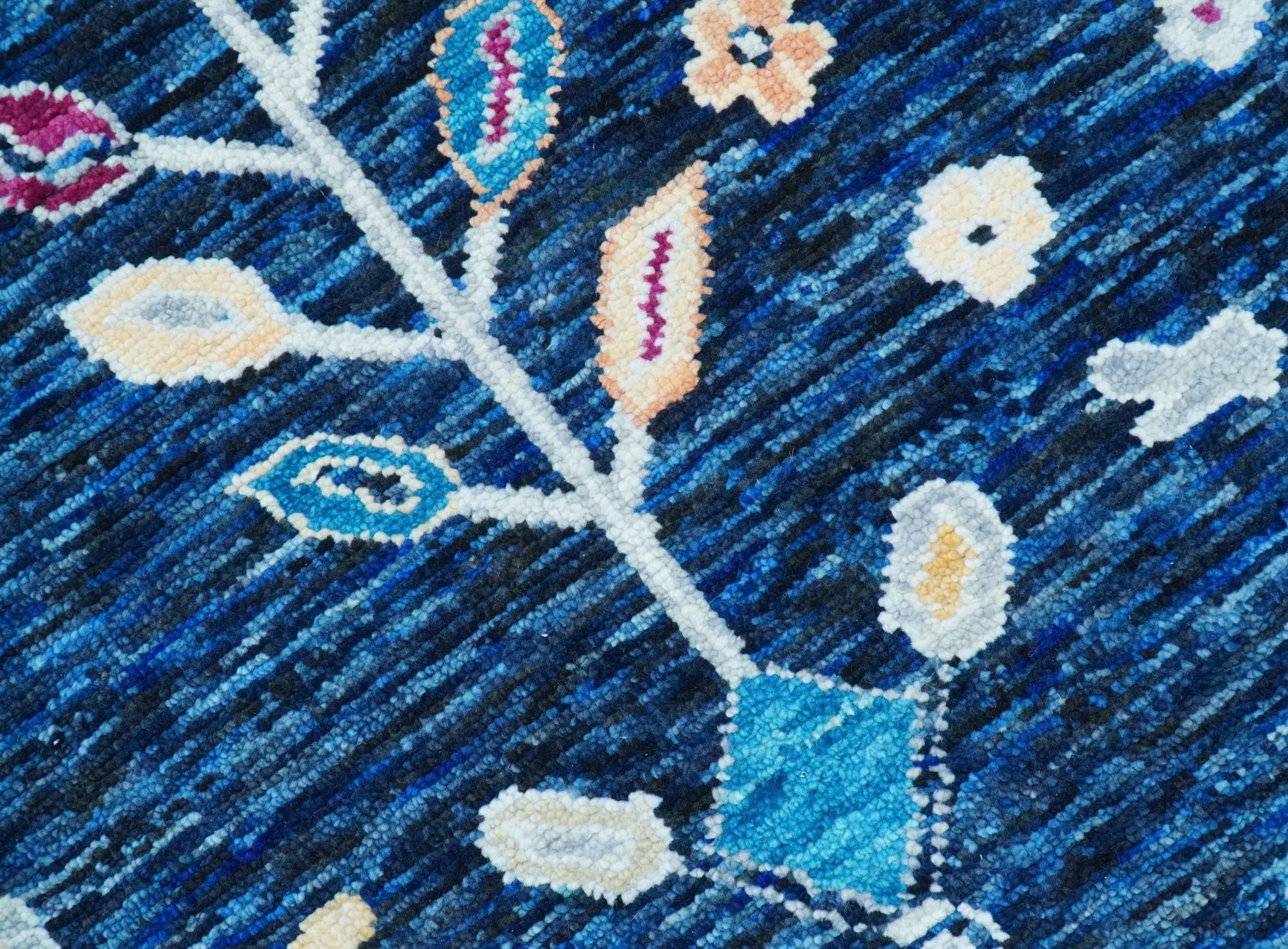 Custom Made Traditional Oushak Blue And Ivory Hand Knotted Wool Rug - Image 7