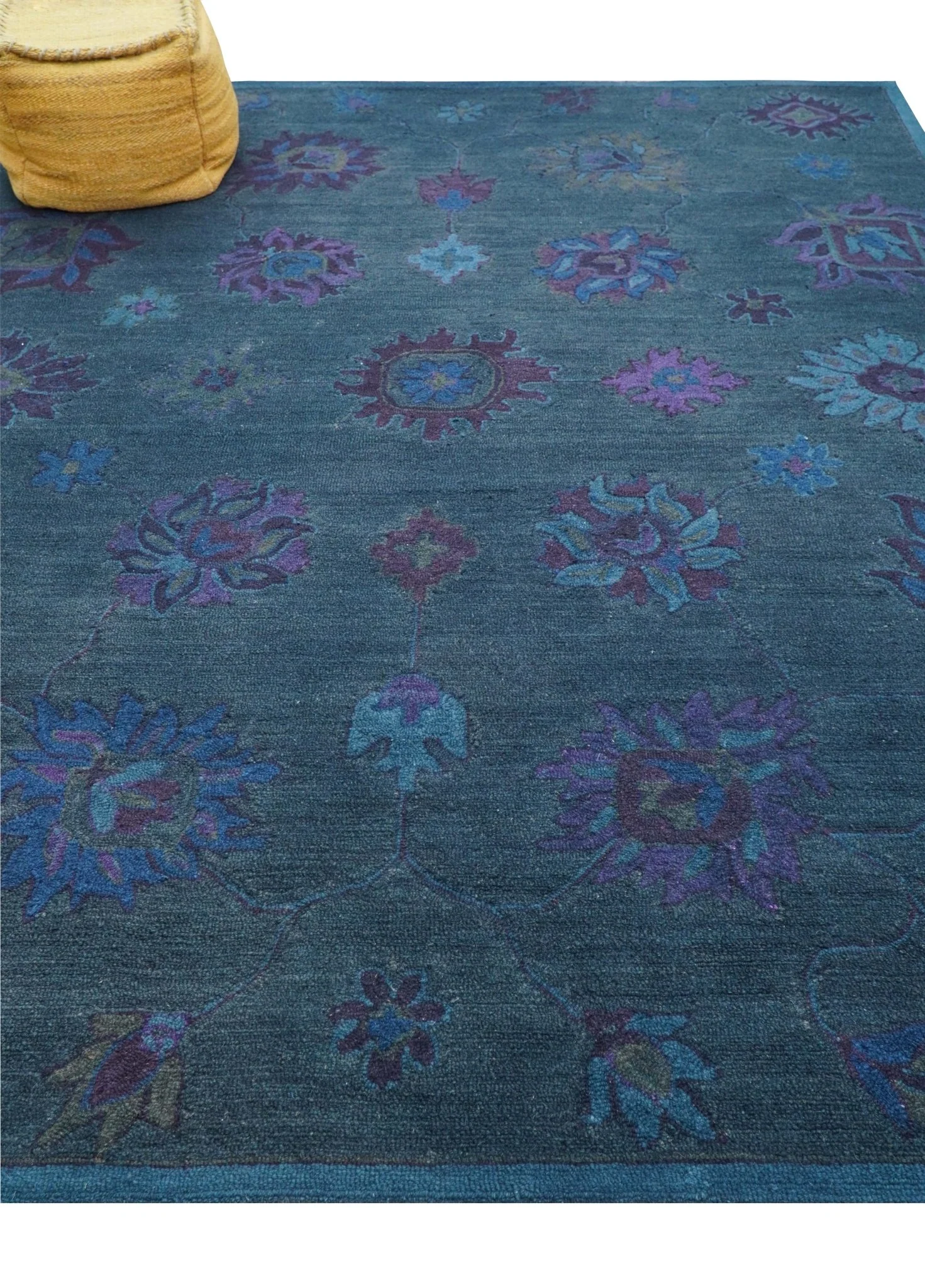 Jewel Custom Made Traditional Overdyed Blue Hand Tufted Wool Rug - Image 11
