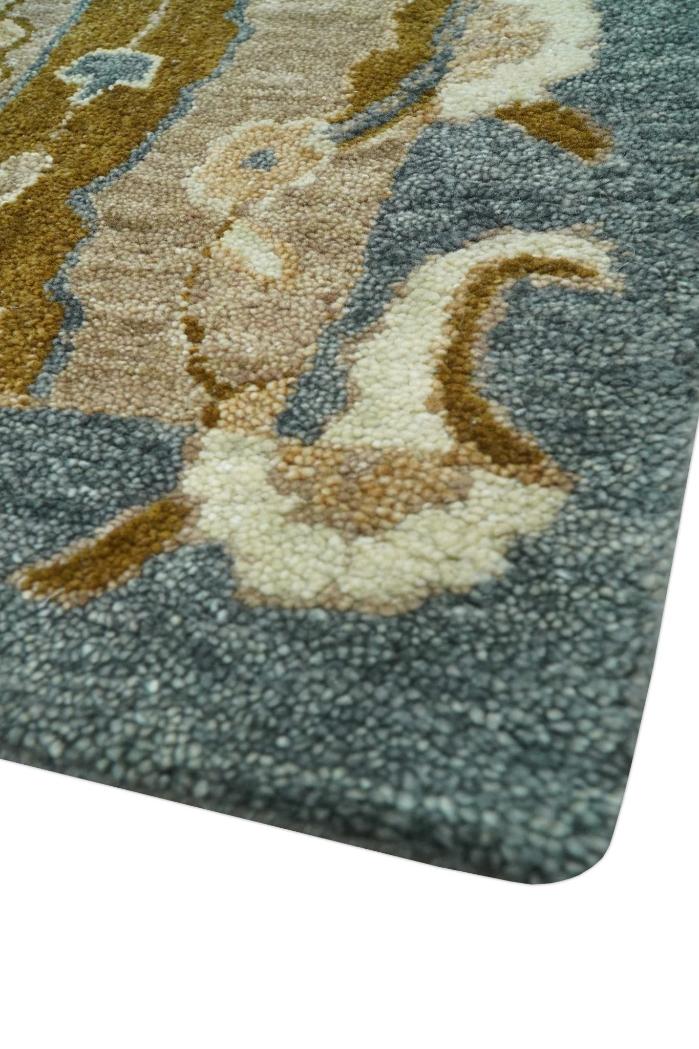 Custom Made Traditional Oushak Brown Hand Tufted Wool Area Rug - Image 5