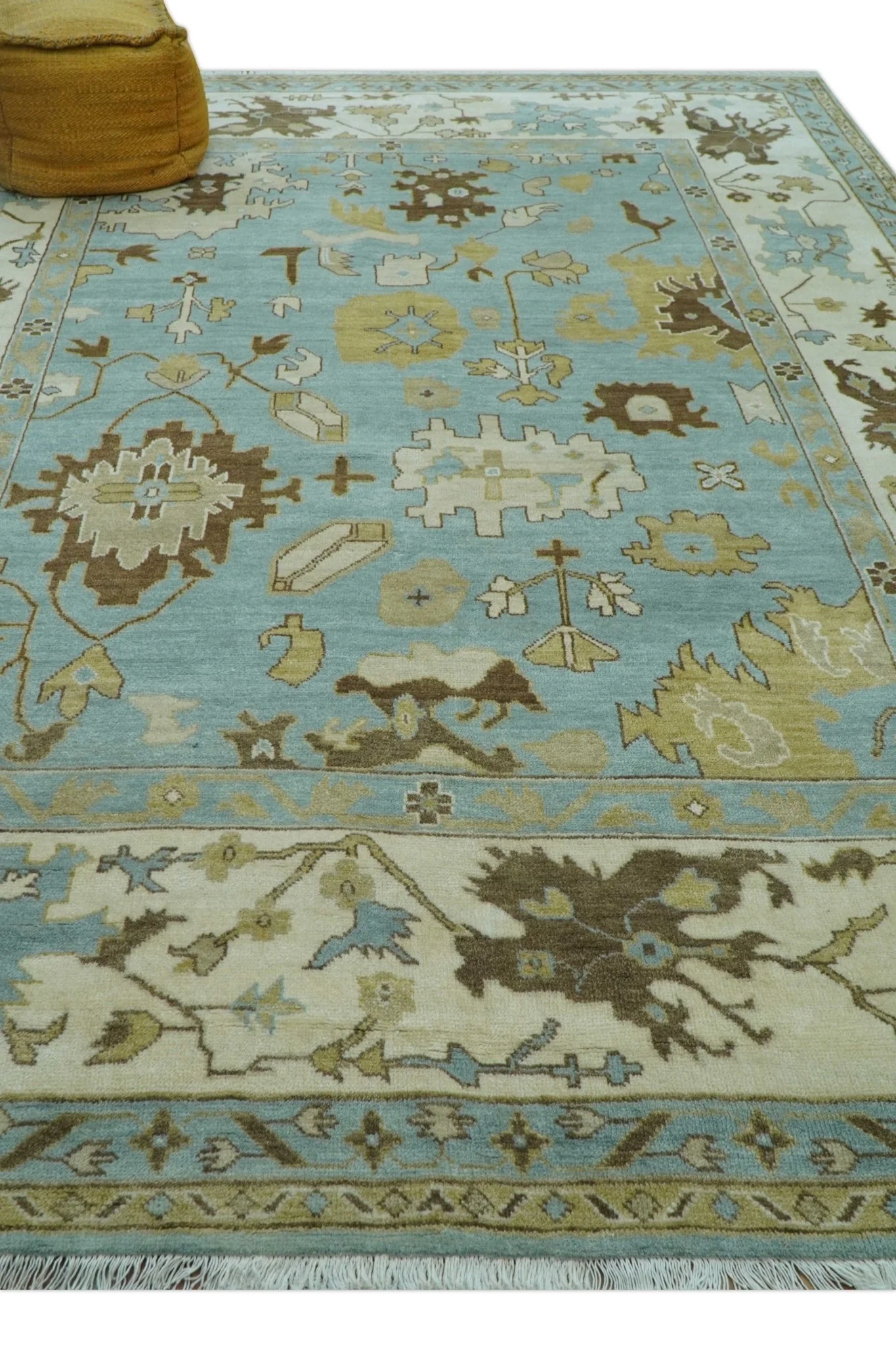 Custom Made Traditional Oushak Design Blue Hand Knotted Wool Area Rug - Image 11
