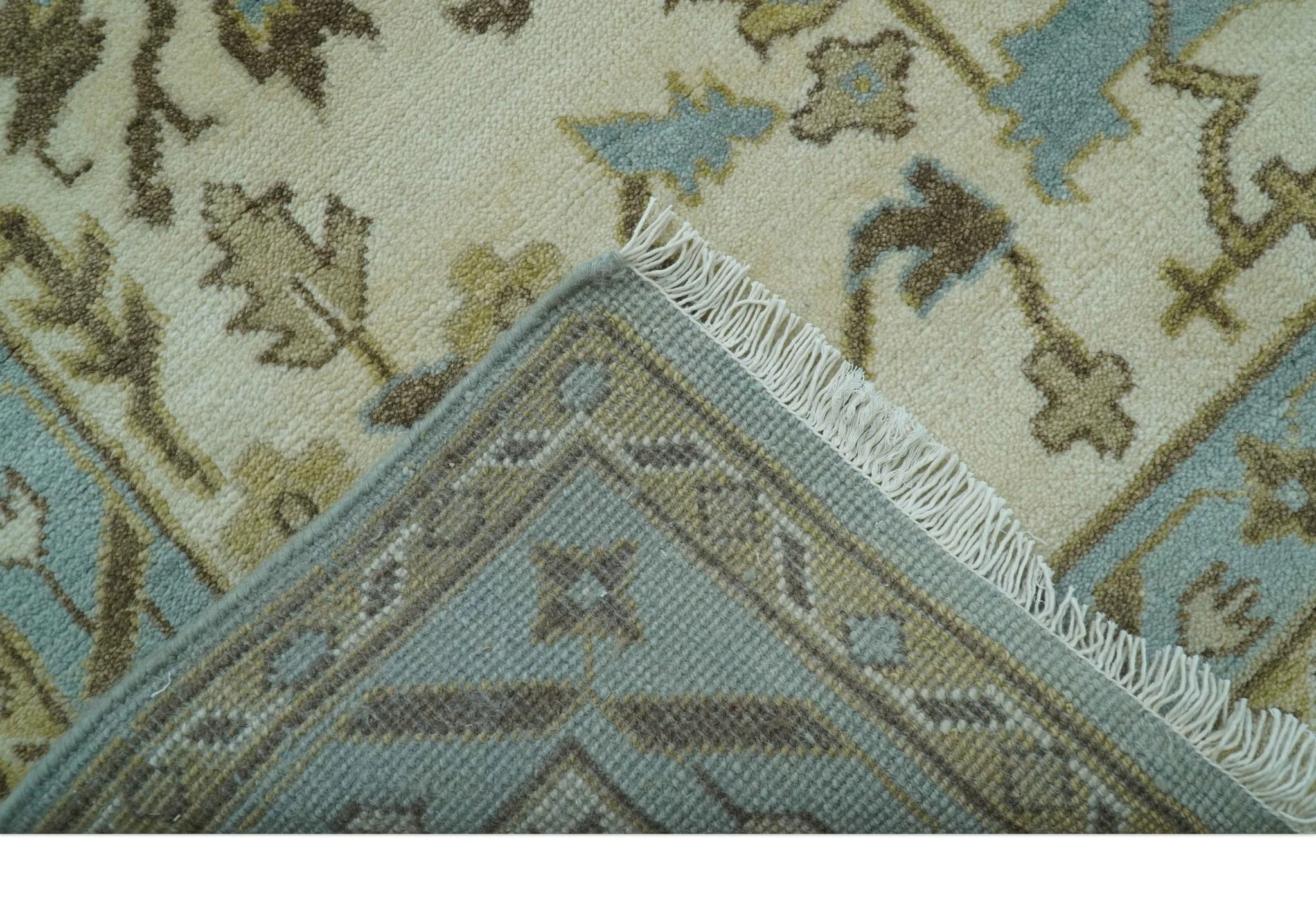 Custom Made Traditional Oushak Design Blue Hand Knotted Wool Area Rug - Image 8
