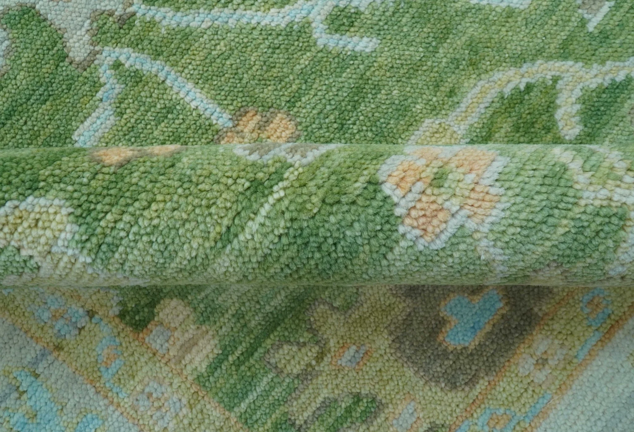 Custom Made Antique Green Traditional Oushak Design Hand Knotted Wool Area Rug - Image 10