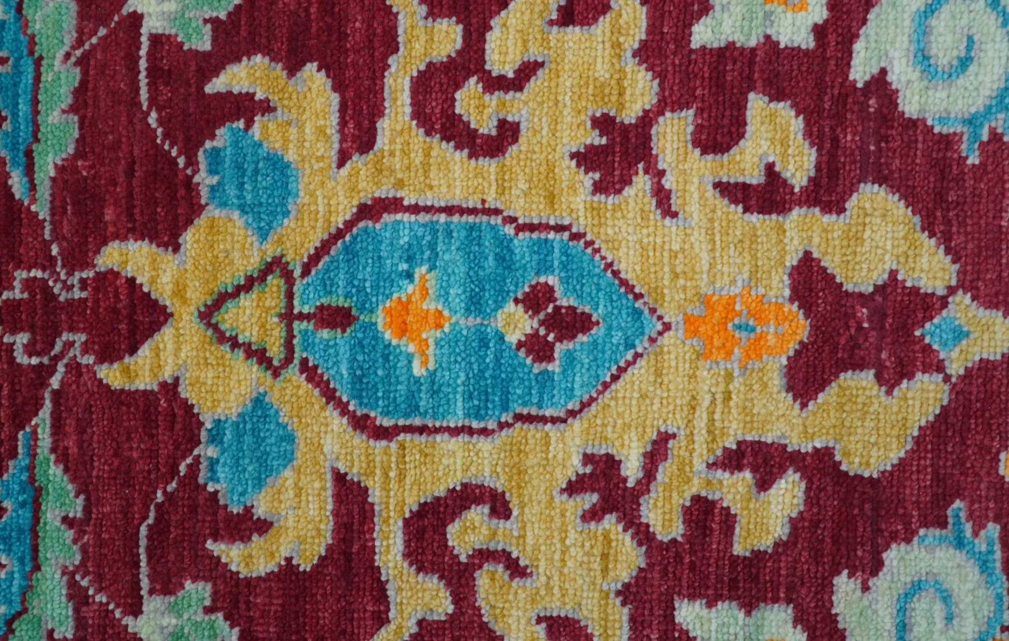 Custom Made Traditional Oushak Design Maroon Hand Knotted Wool Area Rug - Image 10