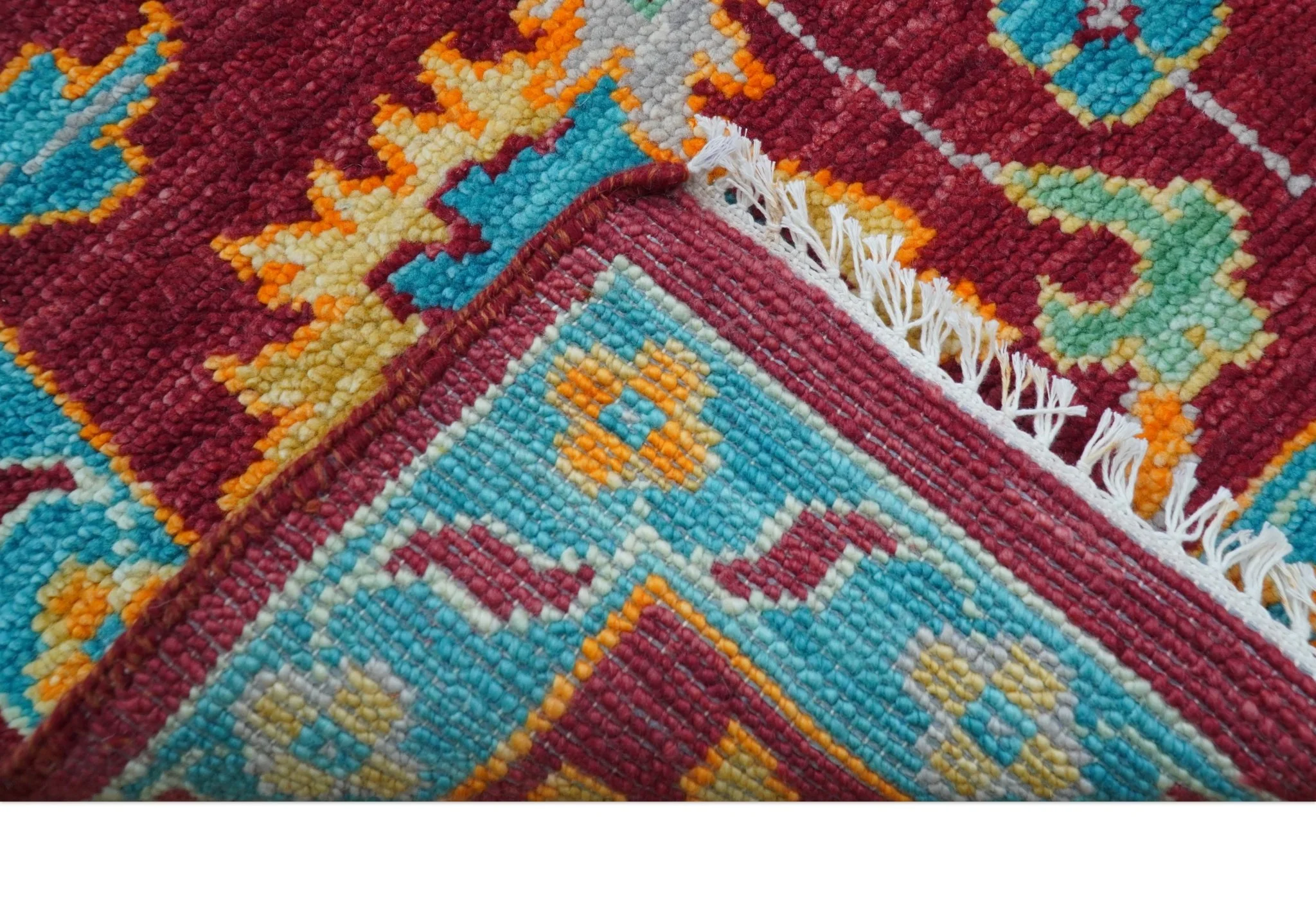 Custom Made Traditional Oushak Design Maroon Hand Knotted Wool Area Rug - Image 8