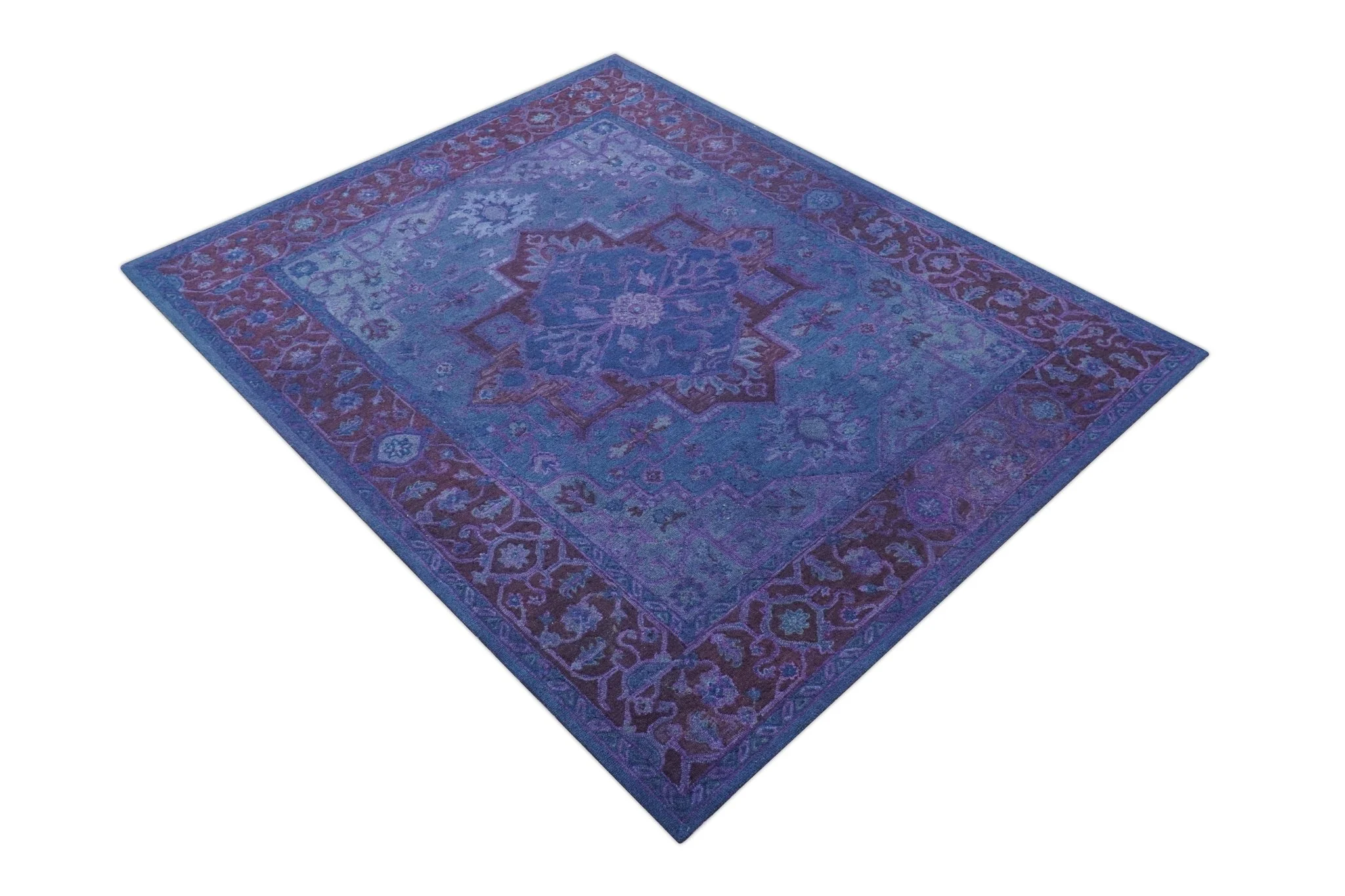 Sky Traditional Design Purple Hand Tufted Overdyed Wool Rug - Image 10
