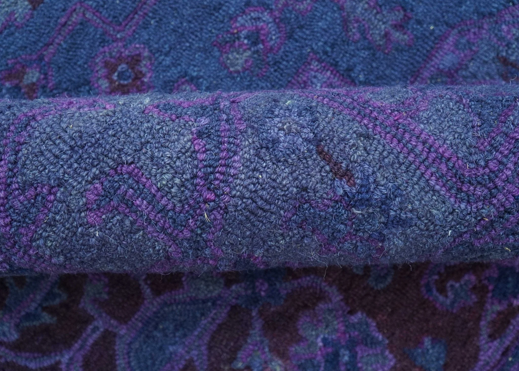 Sky Traditional Design Purple Hand Tufted Overdyed Wool Rug - Image 6