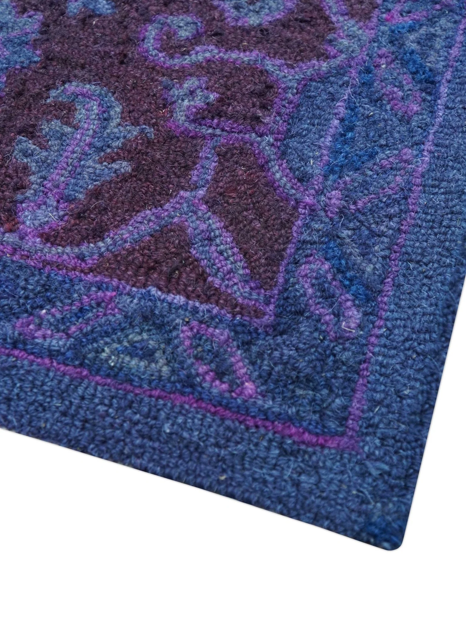 Sky Traditional Design Purple Hand Tufted Overdyed Wool Rug - Image 8